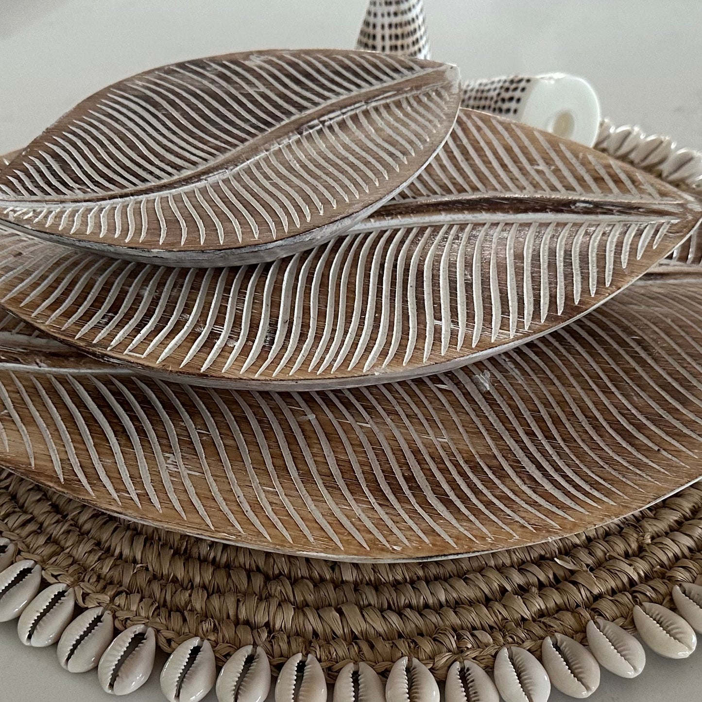 Whitewash BOHO Platter/Tray | Leaf |