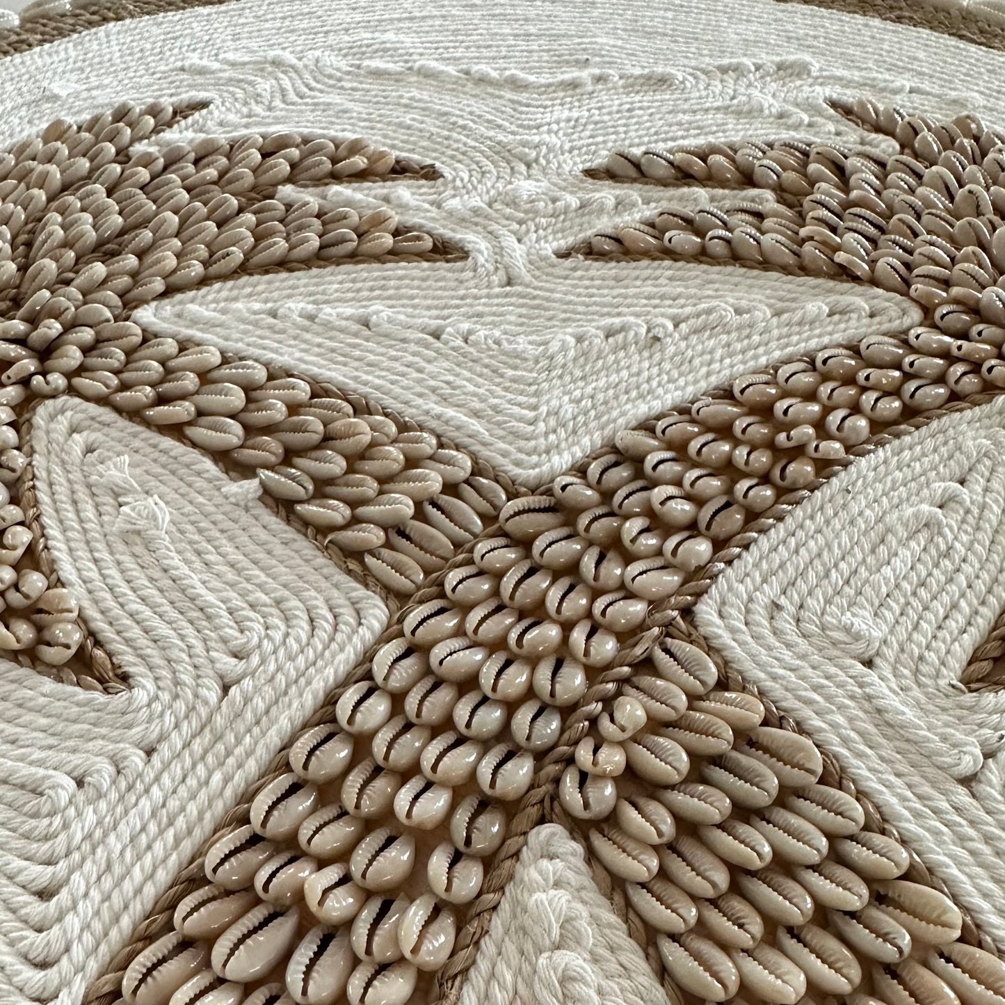 Boho Palms Wall Hanging | Disk | Cowrie Rope and Cotton