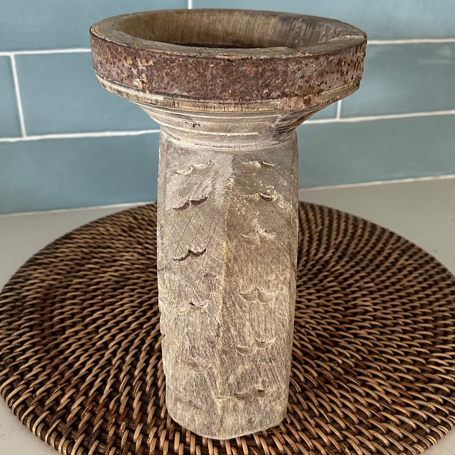 Bleached Vintage Binjara Candle Stand | Large
