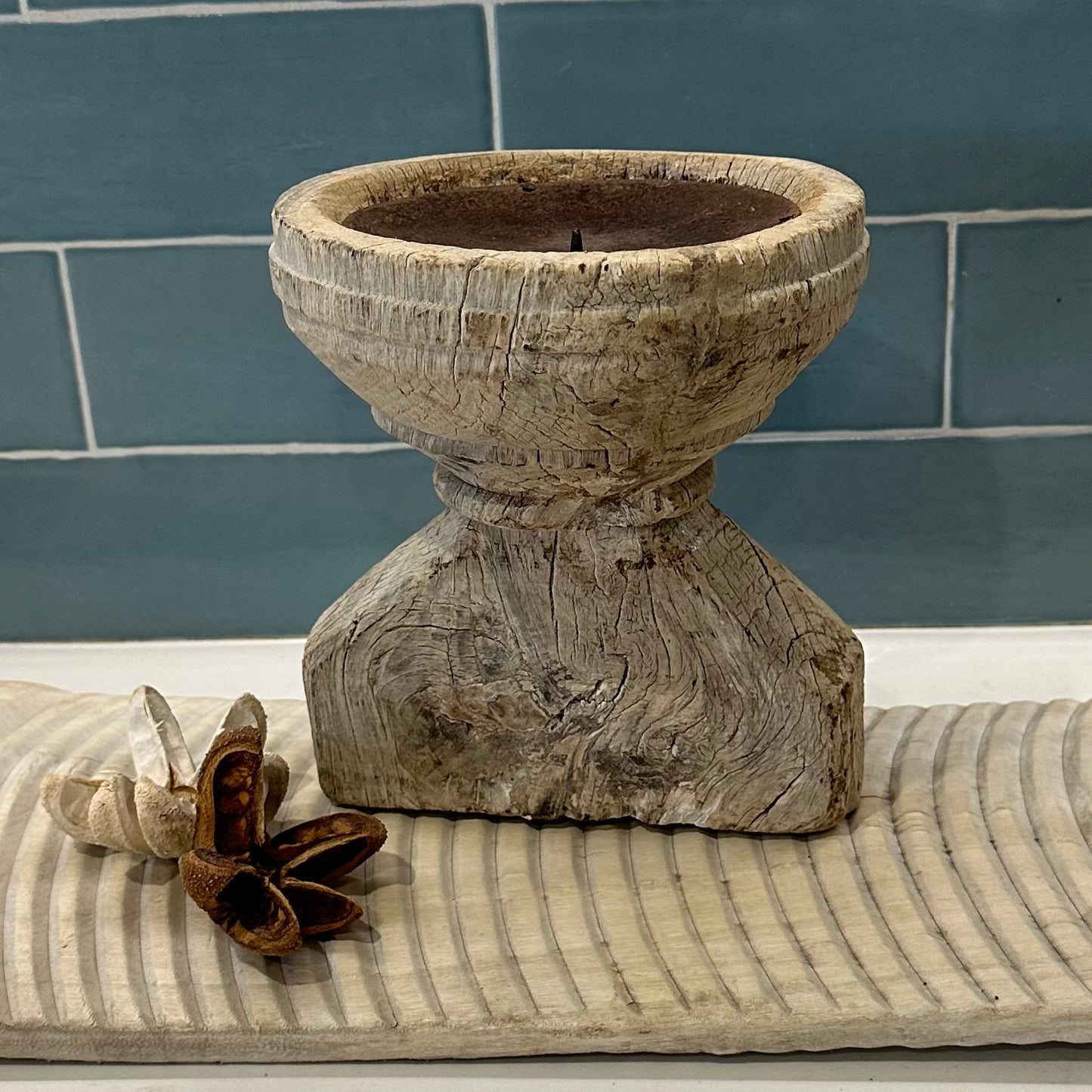 Bleached Vintage Binjara Candle Stand | Large B