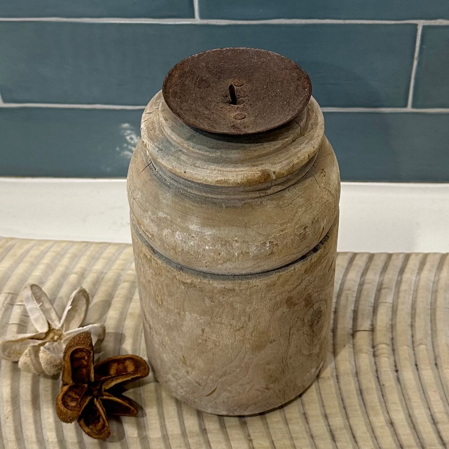 Bleached Vintage Binjara Candle Stand | Large C