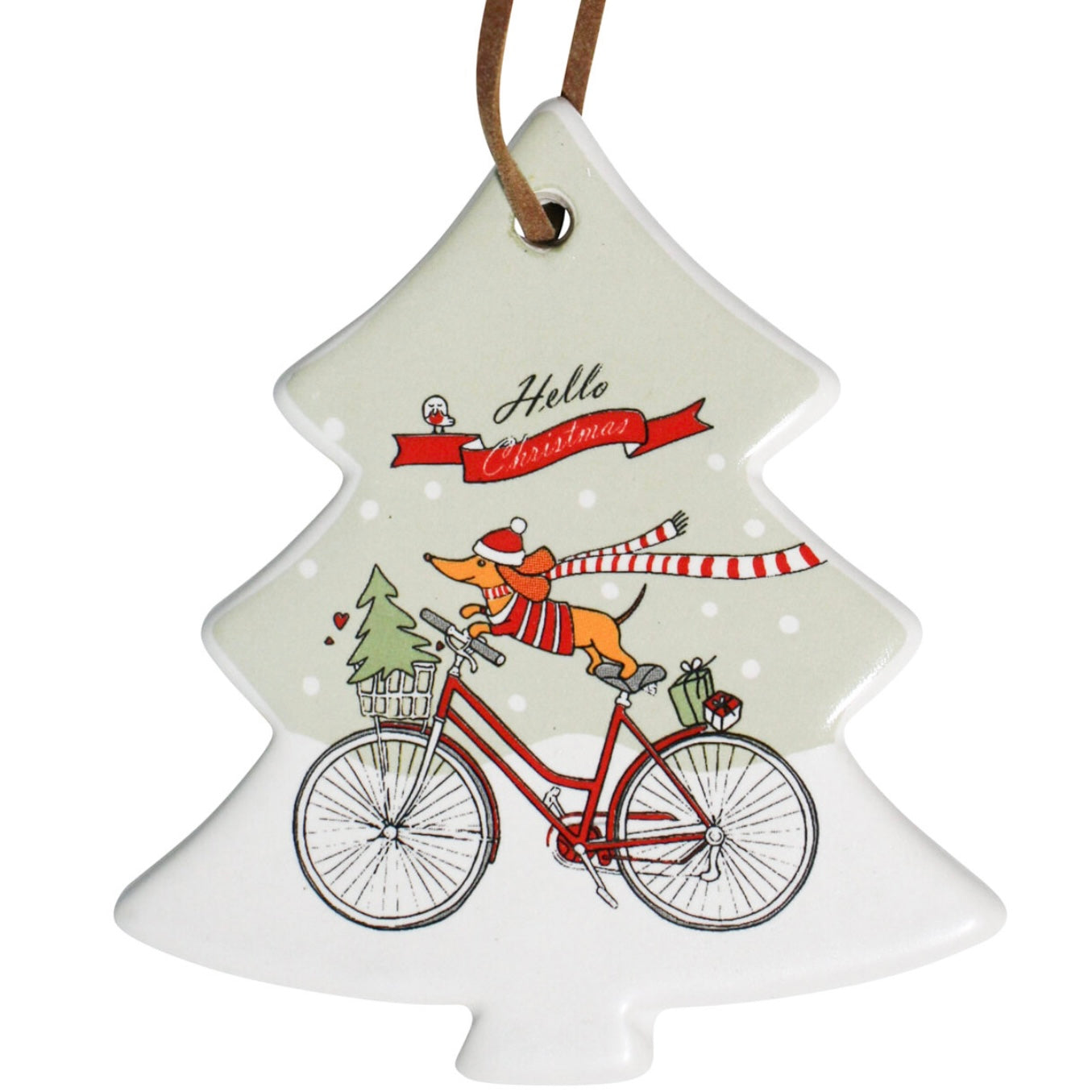 Hello Dachshund Hanging Christmas Tree