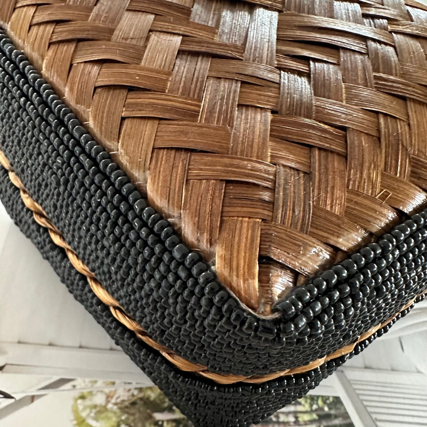 Hamptons Beaded Tissue Box | Square | BLACK | ONLY 1 LEFT