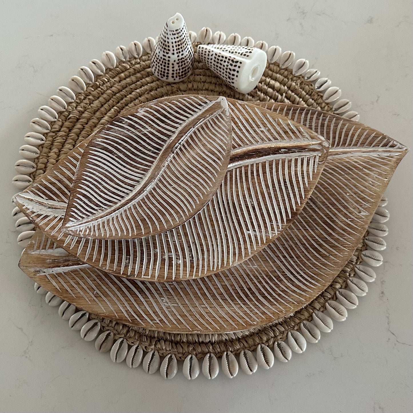 Whitewash BOHO Platter/Tray | Leaf |