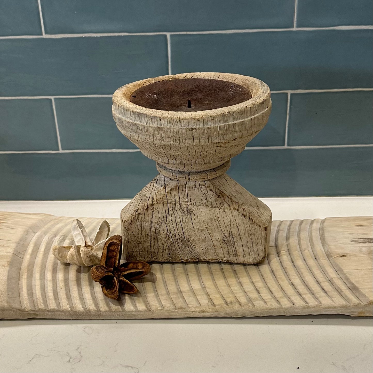 Bleached Vintage Binjara Candle Stand | Large B