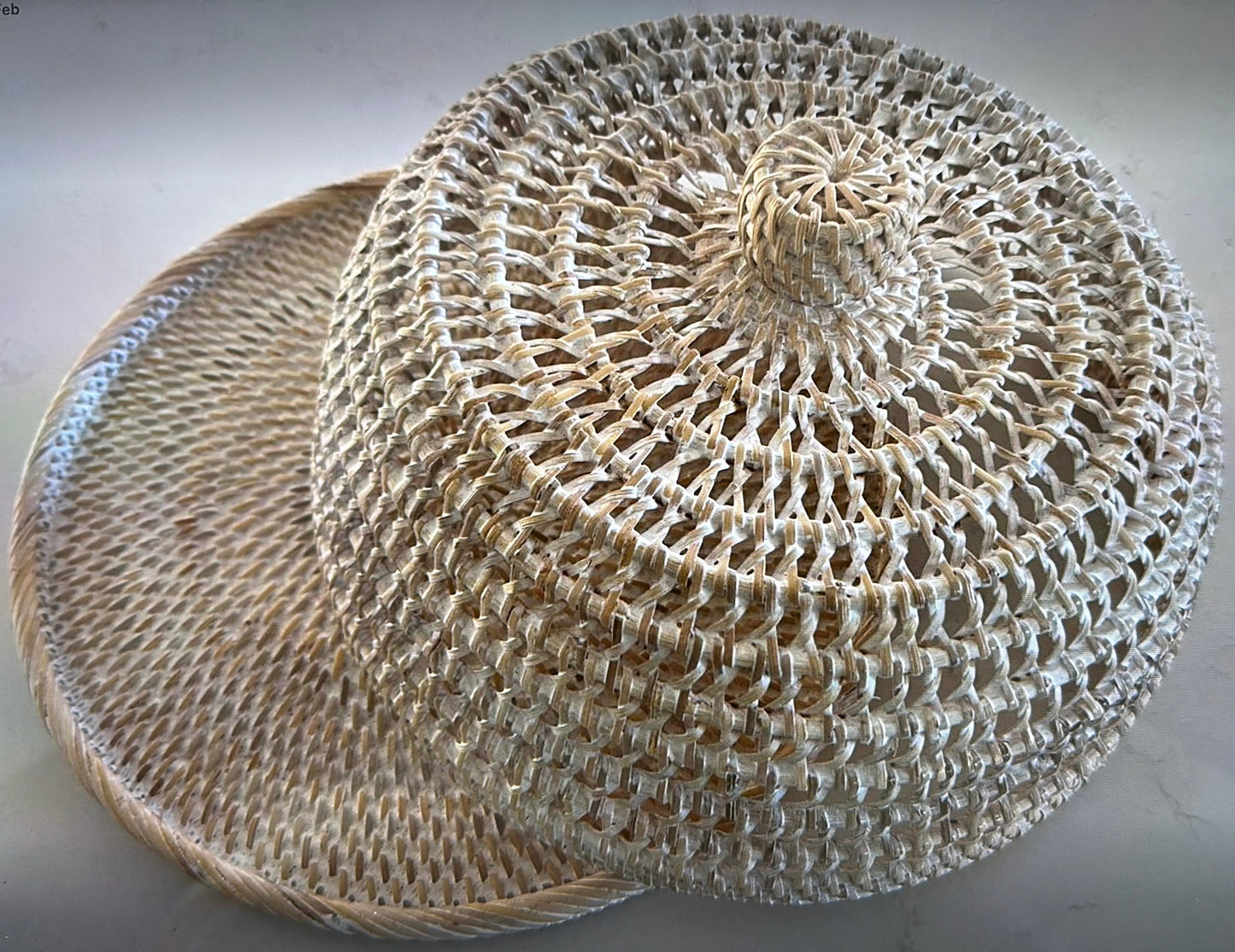 Hamptons Rattan Tray + Cover | Whitewashed | 2 SIZES