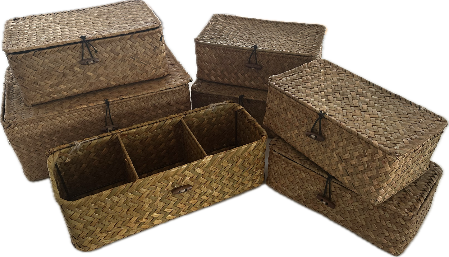 Island Rattan Storage Box w/- Lid | Natural