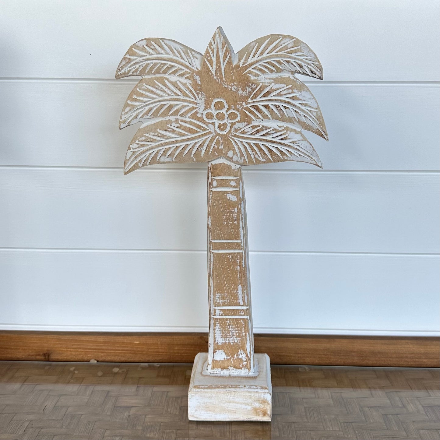 Balinese Timber Palm Tree Whitewashed | MEDIUM ONLY LEFT