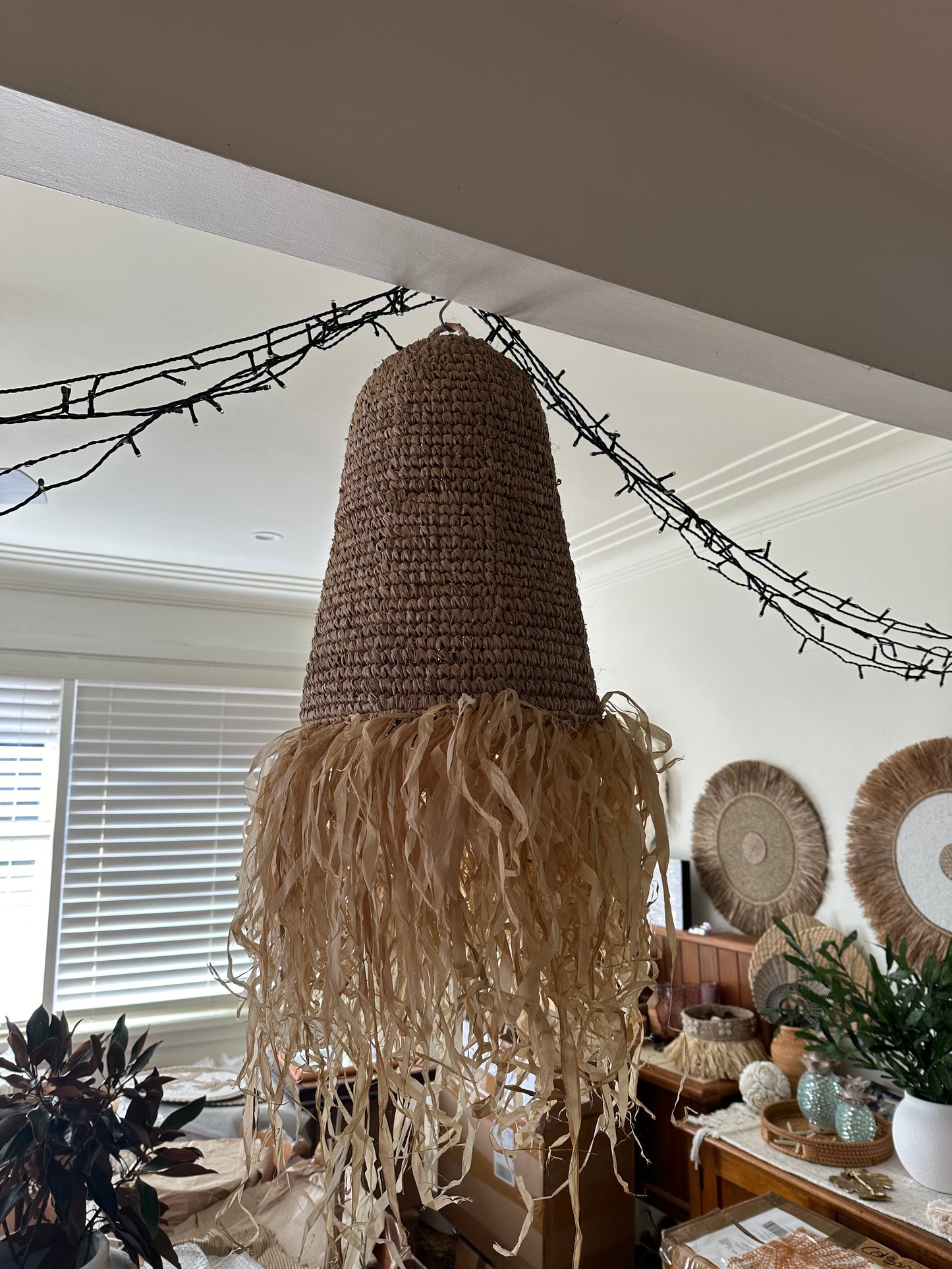 Natural Seagrass Pendant | Fringe | Medium