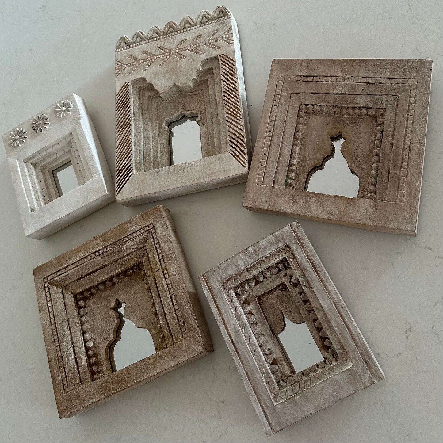 BoHo Vintage Indian Temple Mirror | Bleached | Medium