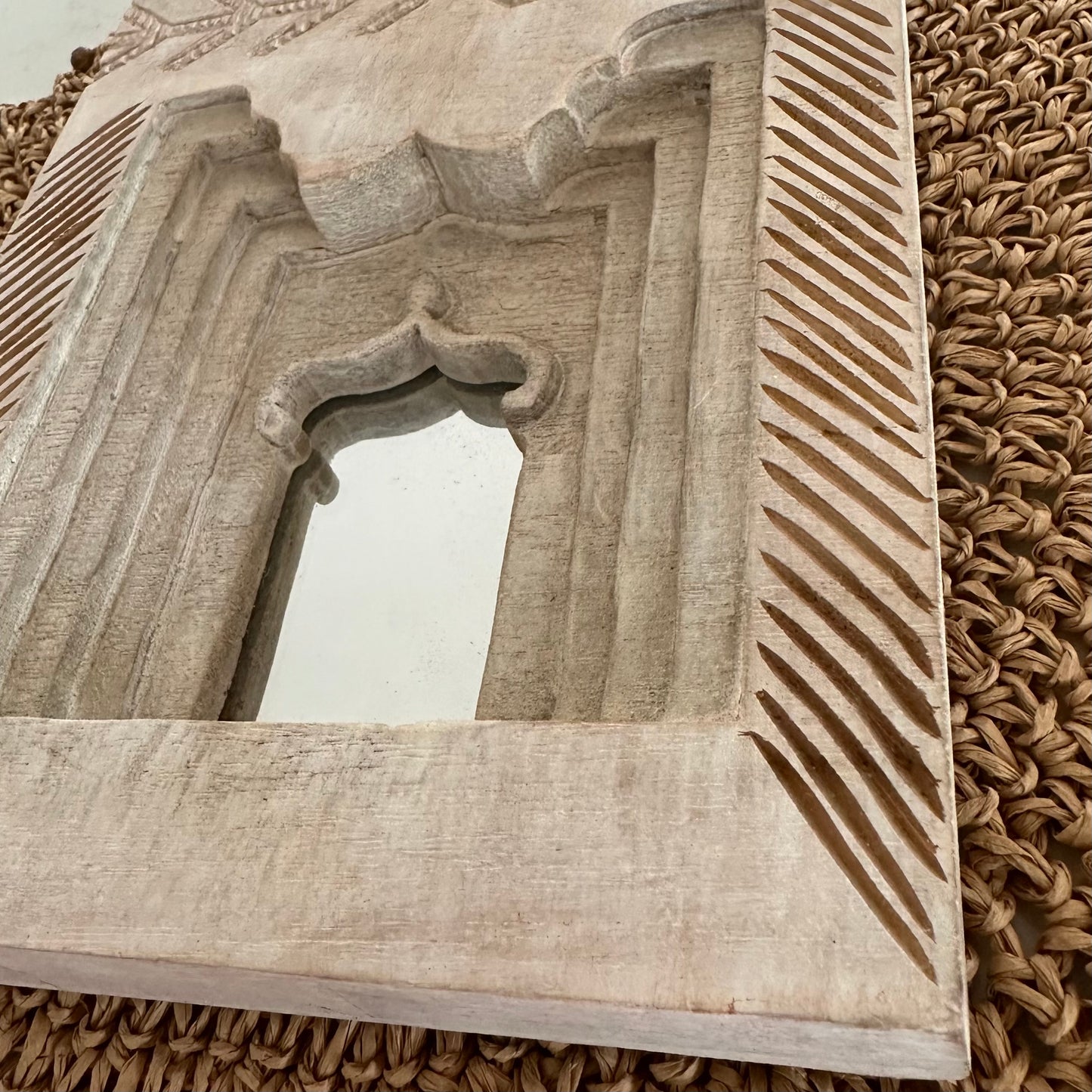BoHo Vintage Indian Temple Mirror | Bleached | Medium