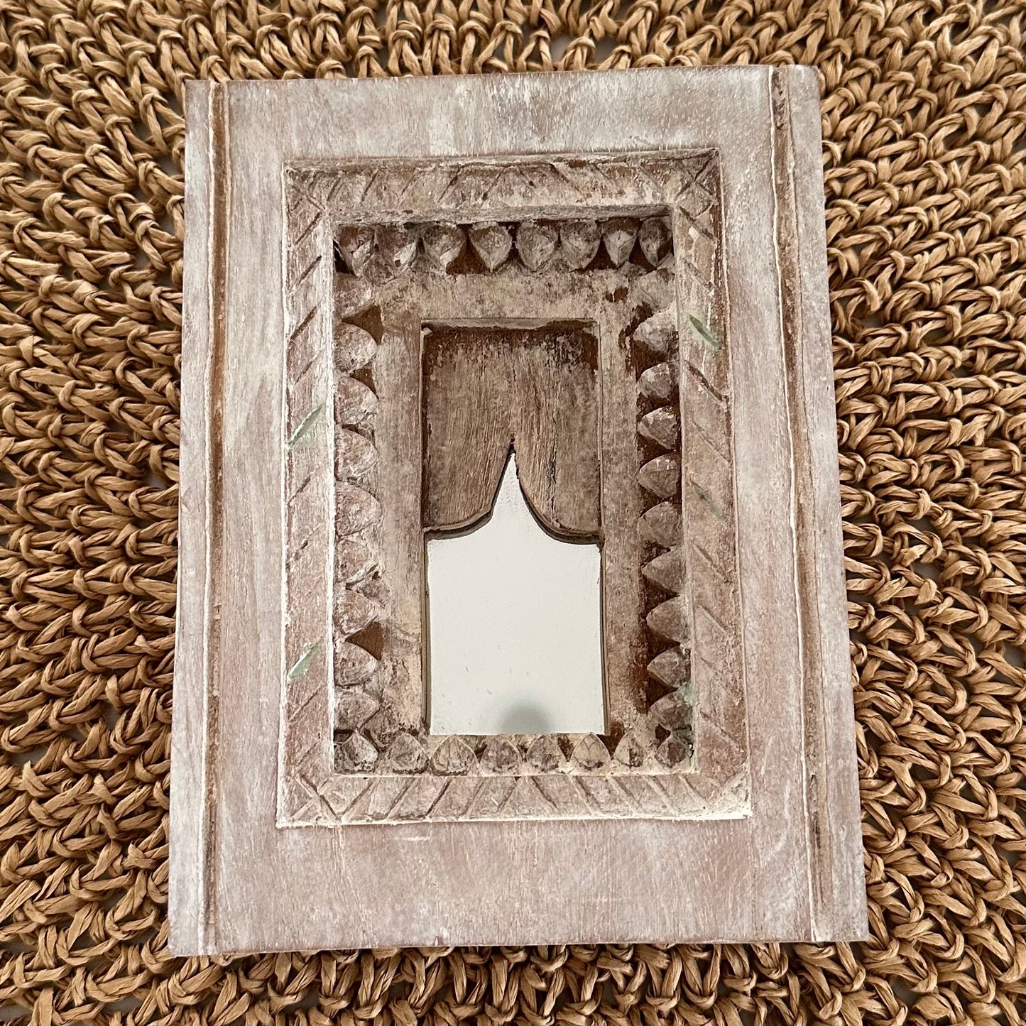 BoHo Vintage Indian Temple Mirror | Bleached | Small | Option A | SOLD OUT