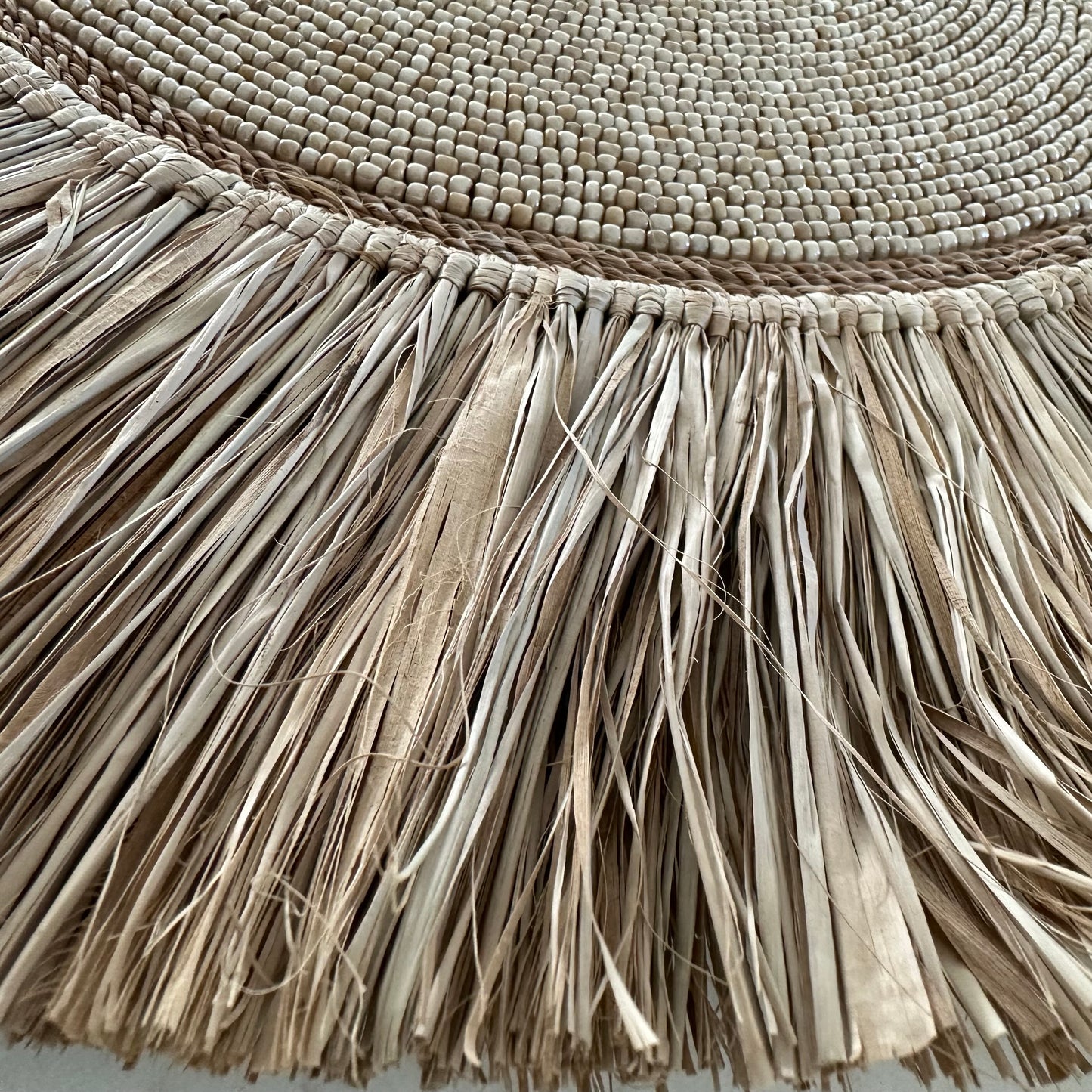 Sunshine Bead Shell Rope and Raffia Wall Disk | COFFEE | 60cm