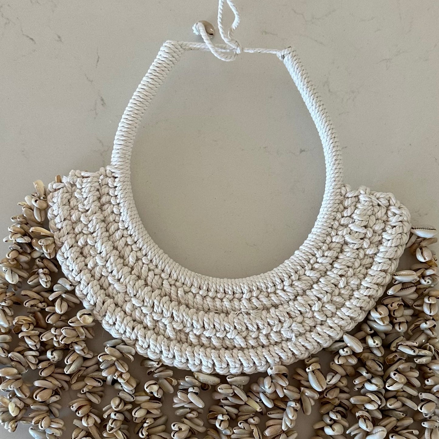 Putu BoHo Papua Shell | Macrame | Necklace Wall Hanging | Moon Shell