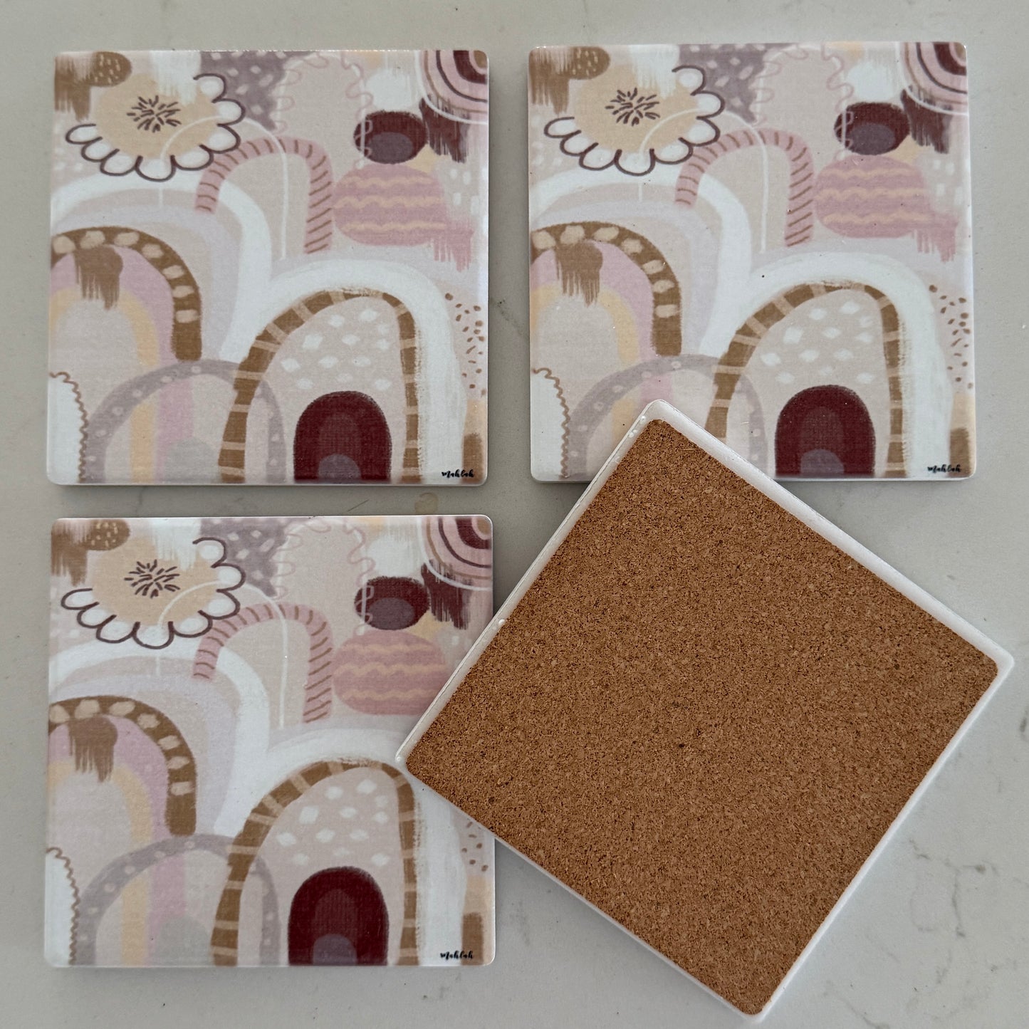 Ceramic Drink Coasters | Boho Blush | ONLY 1 SET LEFT