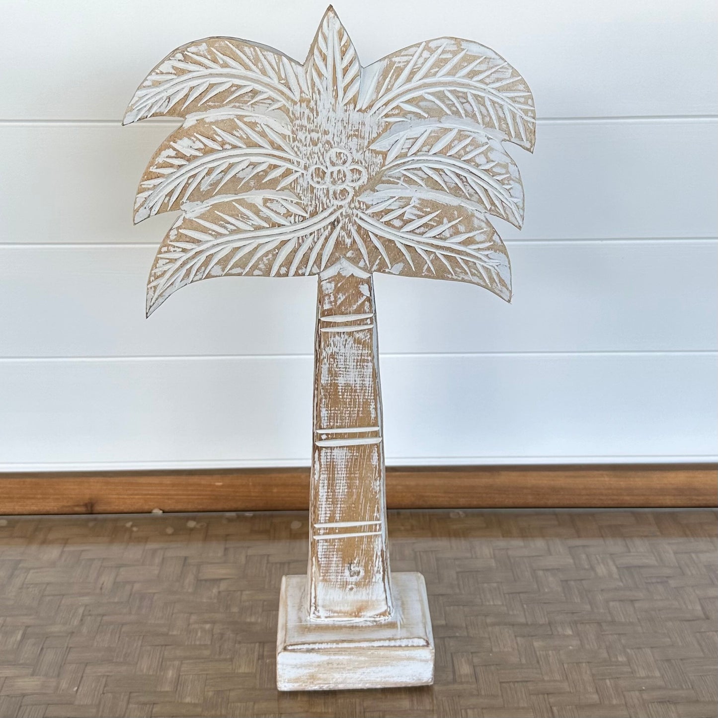 Balinese Timber Palm Tree Whitewashed | MEDIUM ONLY LEFT