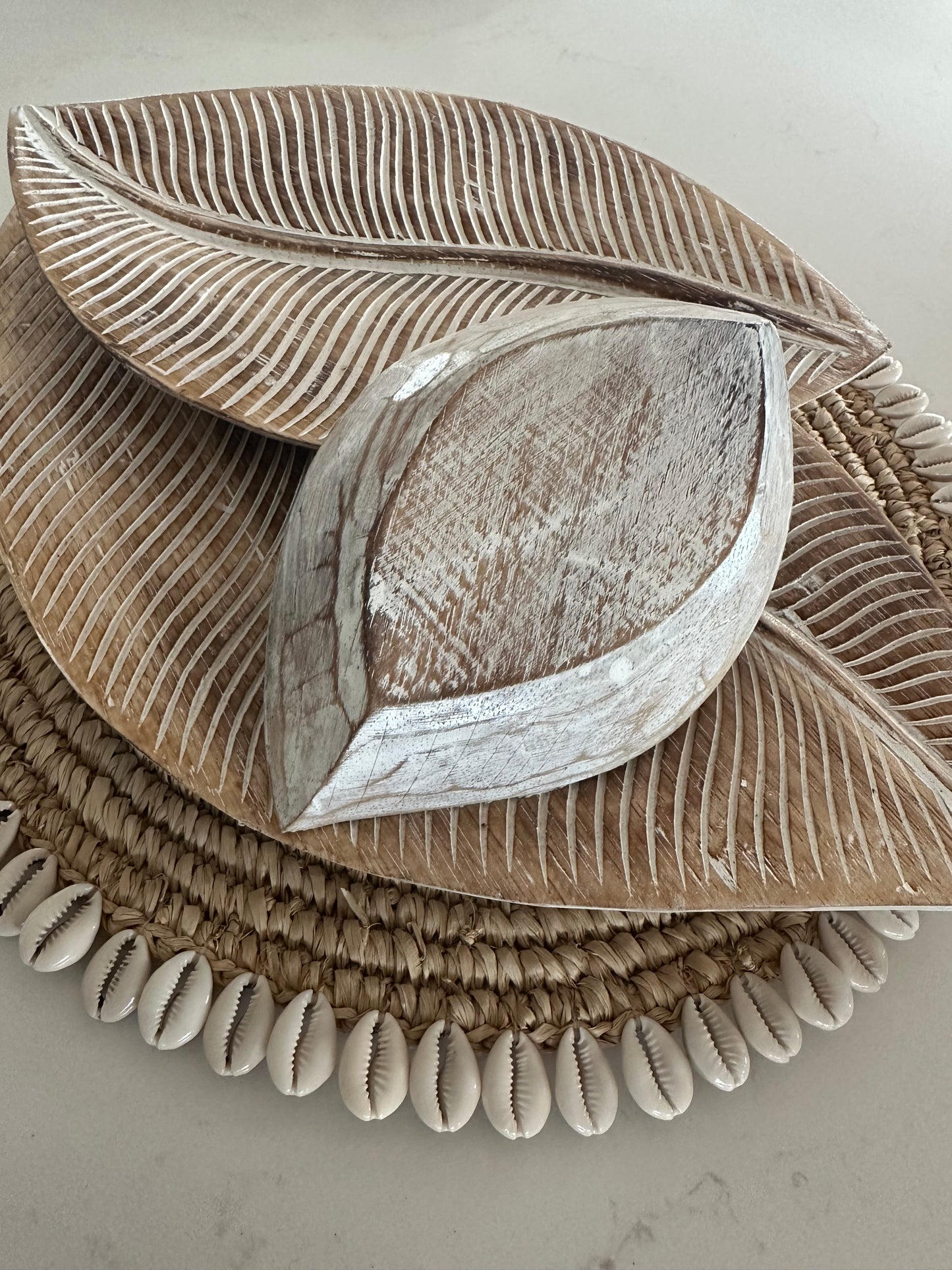Whitewash BOHO Platter/Tray | Leaf |