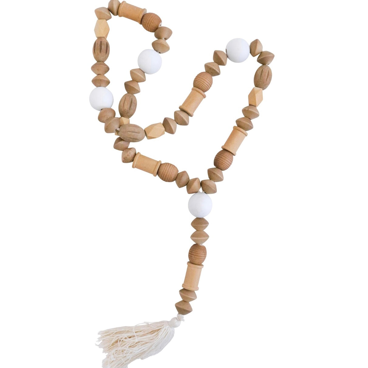 Tuscan Beads and Natural Cotton Tassel/Curtain Tie | 71cm