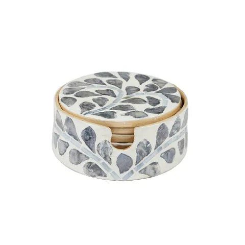 Gia Inlay Drink Coasters (set of 6) | Charcoal Grey + Ivory |