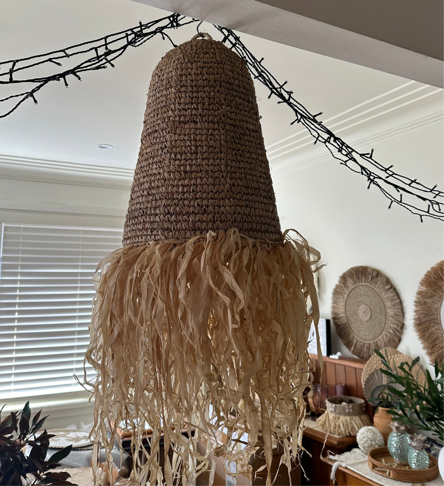 Natural Seagrass Pendant | Fringe | Medium
