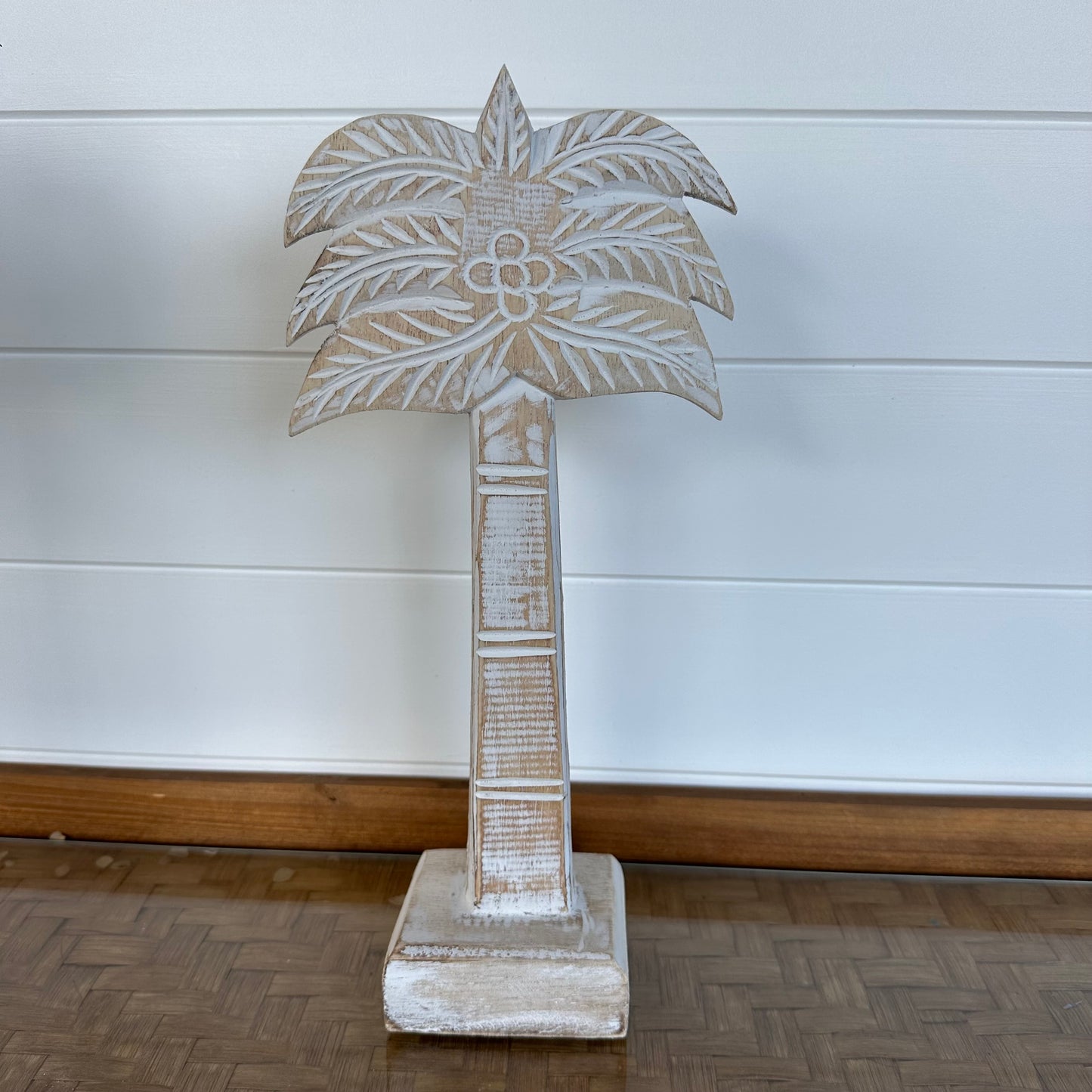 Balinese Timber Palm Tree Whitewashed | MEDIUM ONLY LEFT