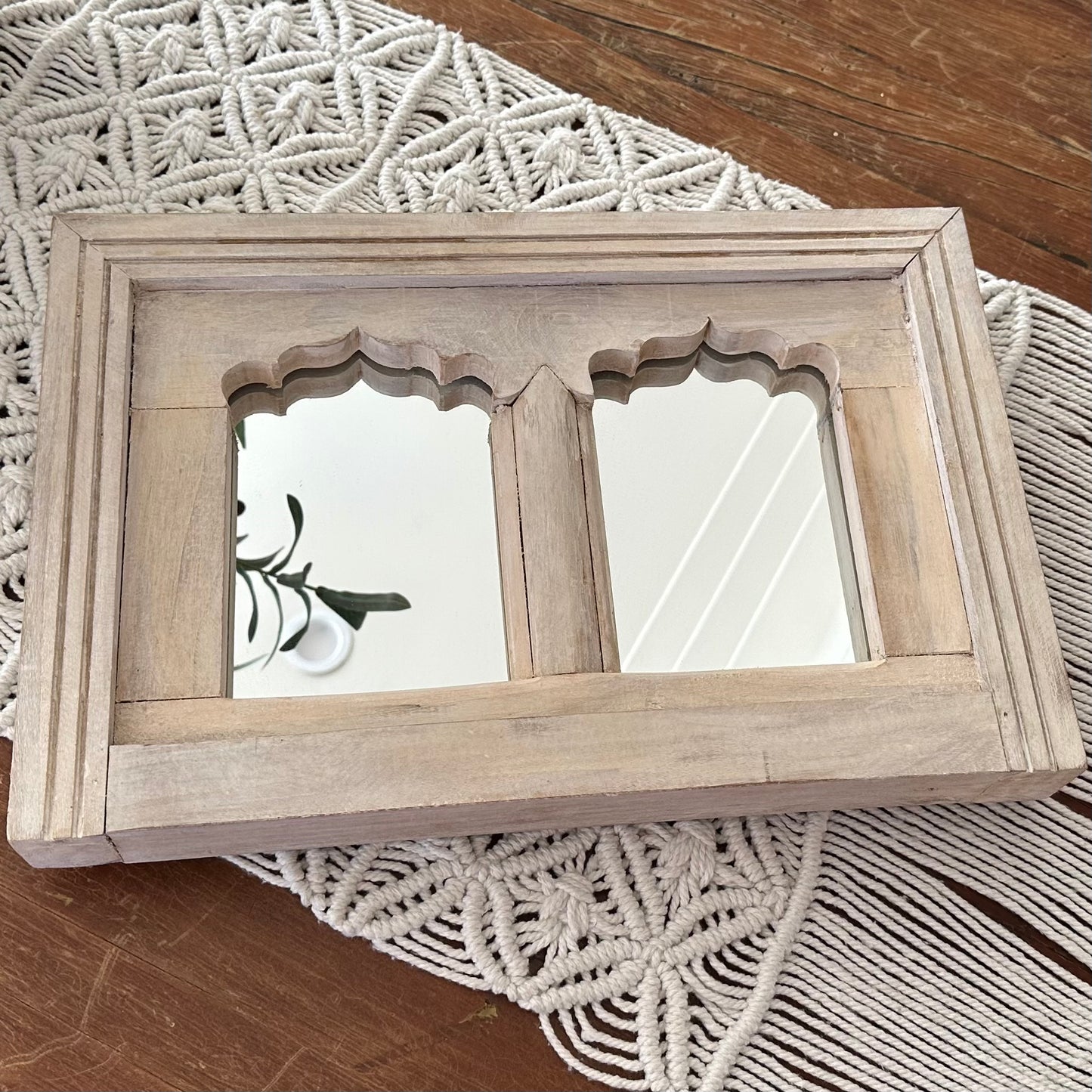 BoHo Vintage Indian Temple Mirror | Bleached | Large | Double Mirror