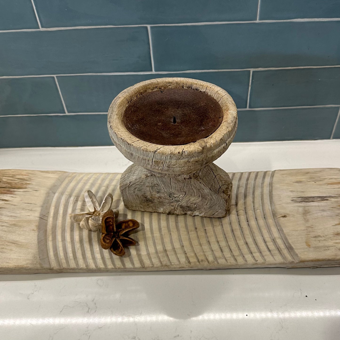 Bleached Vintage Binjara Candle Stand | Large B