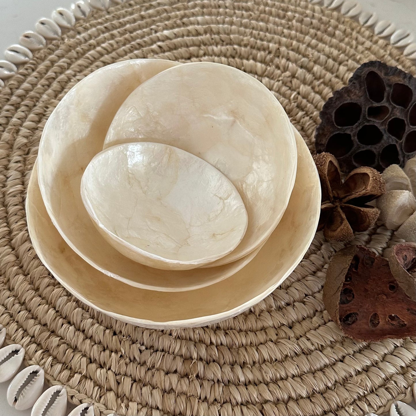 Capiz Shell Bowls | Set of 4 | ONLY 1 SET LEFT