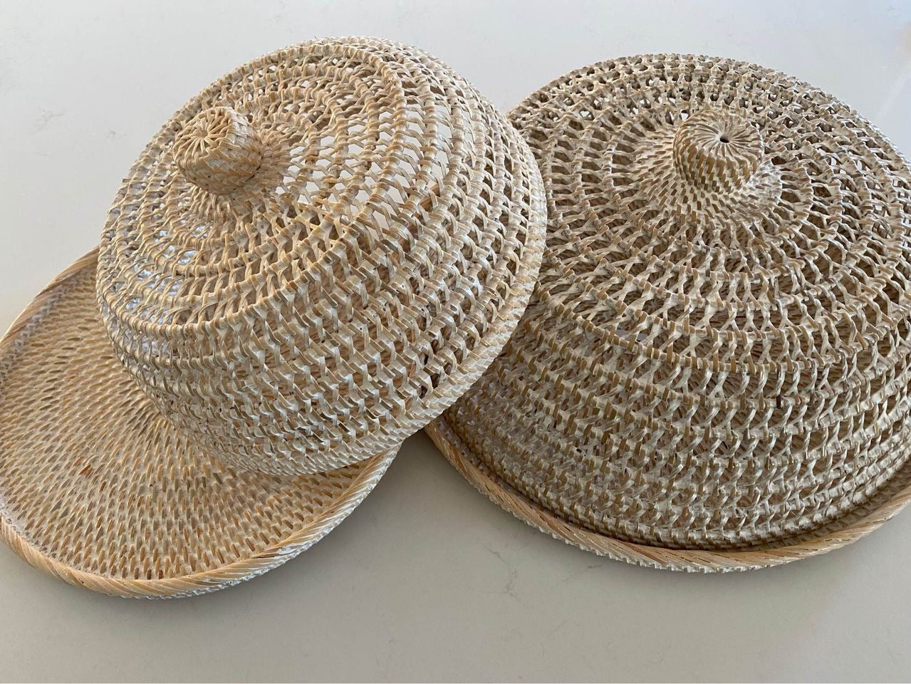 Hamptons Rattan Tray + Cover | Whitewashed | 2 SIZES