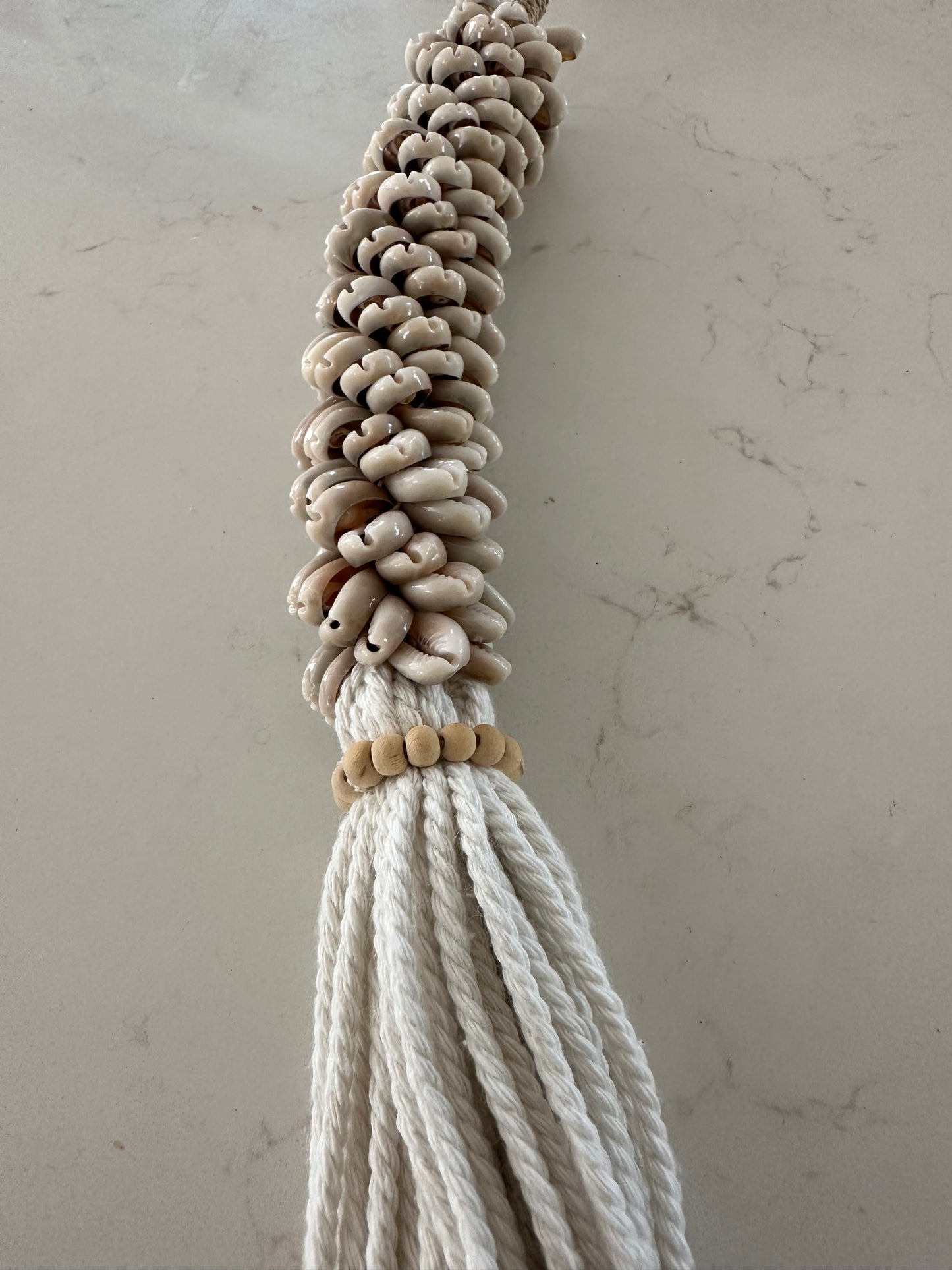 Cowrie Shell and Natural Cotton Garland Curtain Tie | 80cm