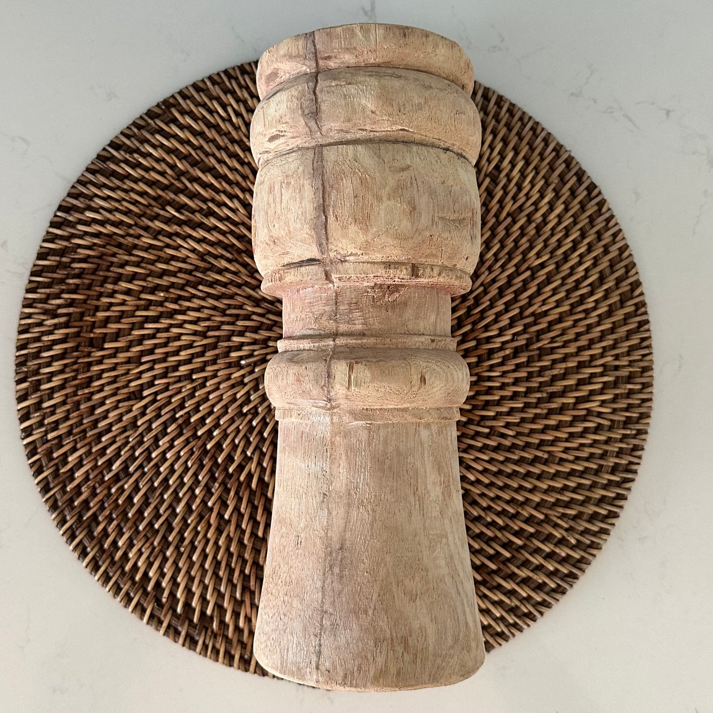 Bleached Vintage Indian Candle Holder | Tall