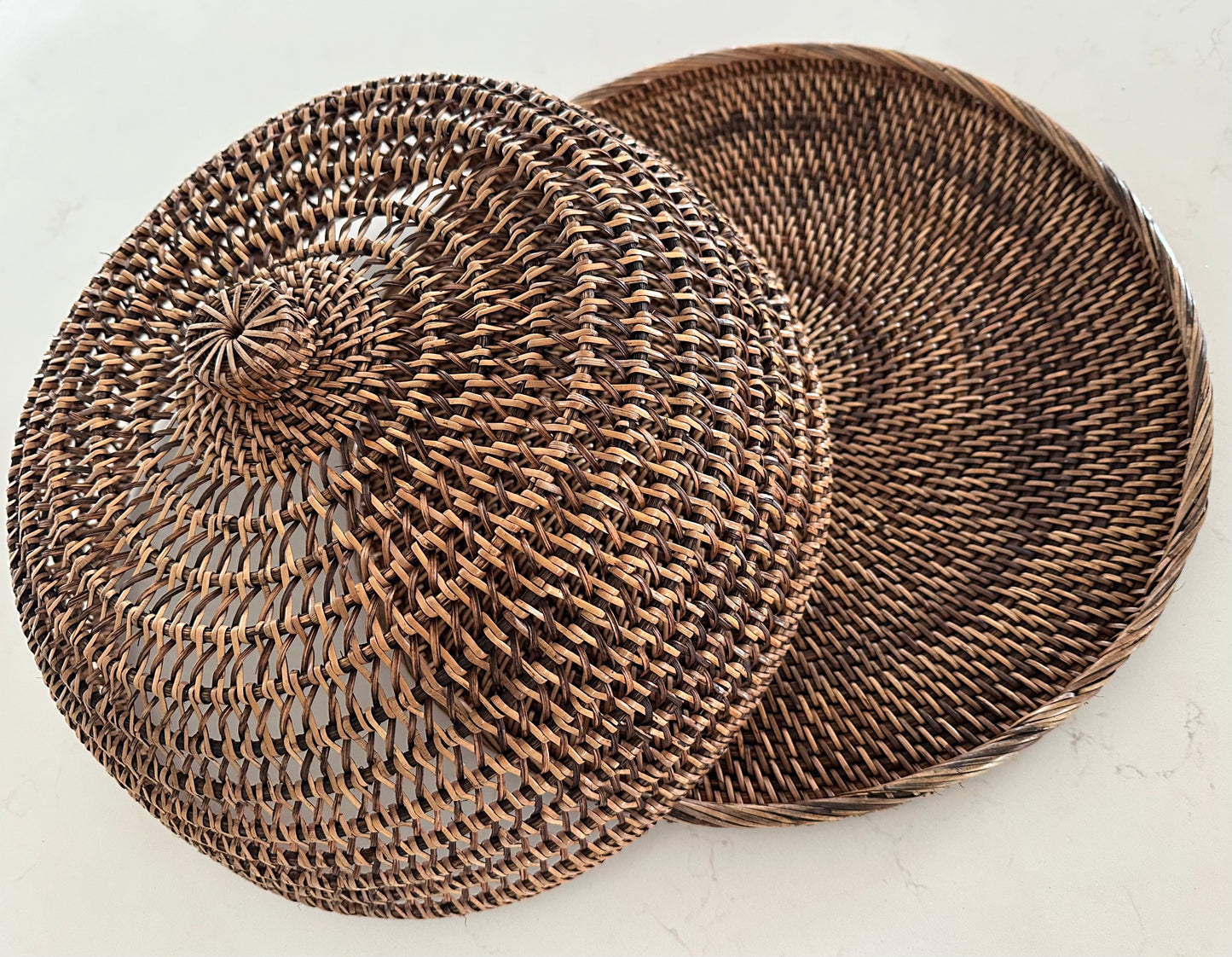 Hamptons Rattan Tray + Cover | Chocolate | 2 SIZES