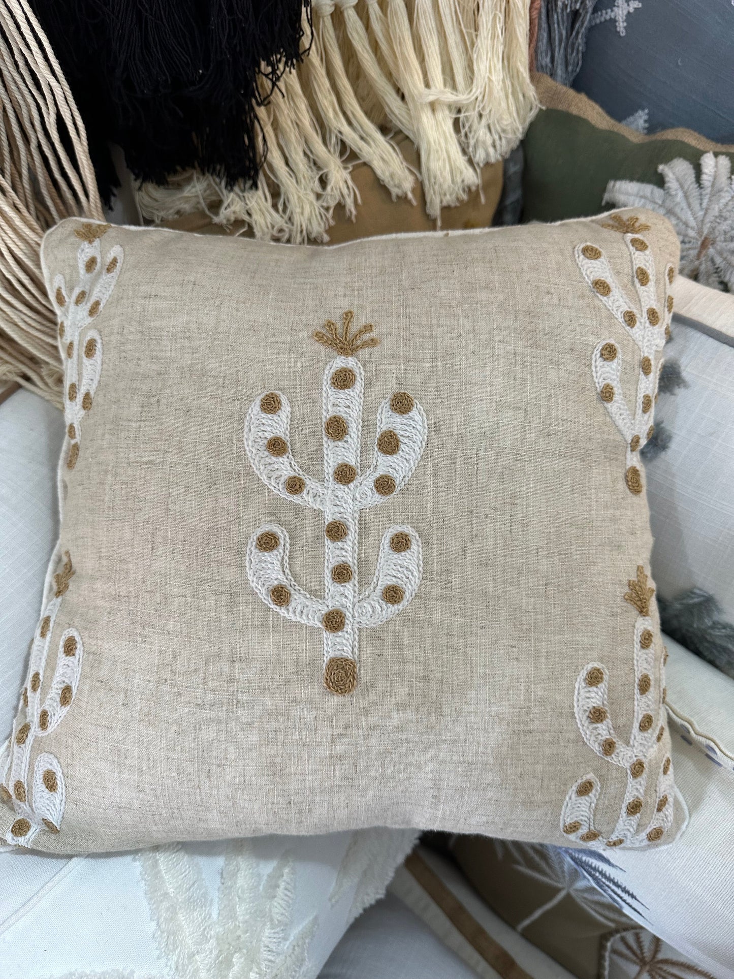 Arizona Boho Cactus Linen Cushion Cover | 2 SIZES | Re Stocked