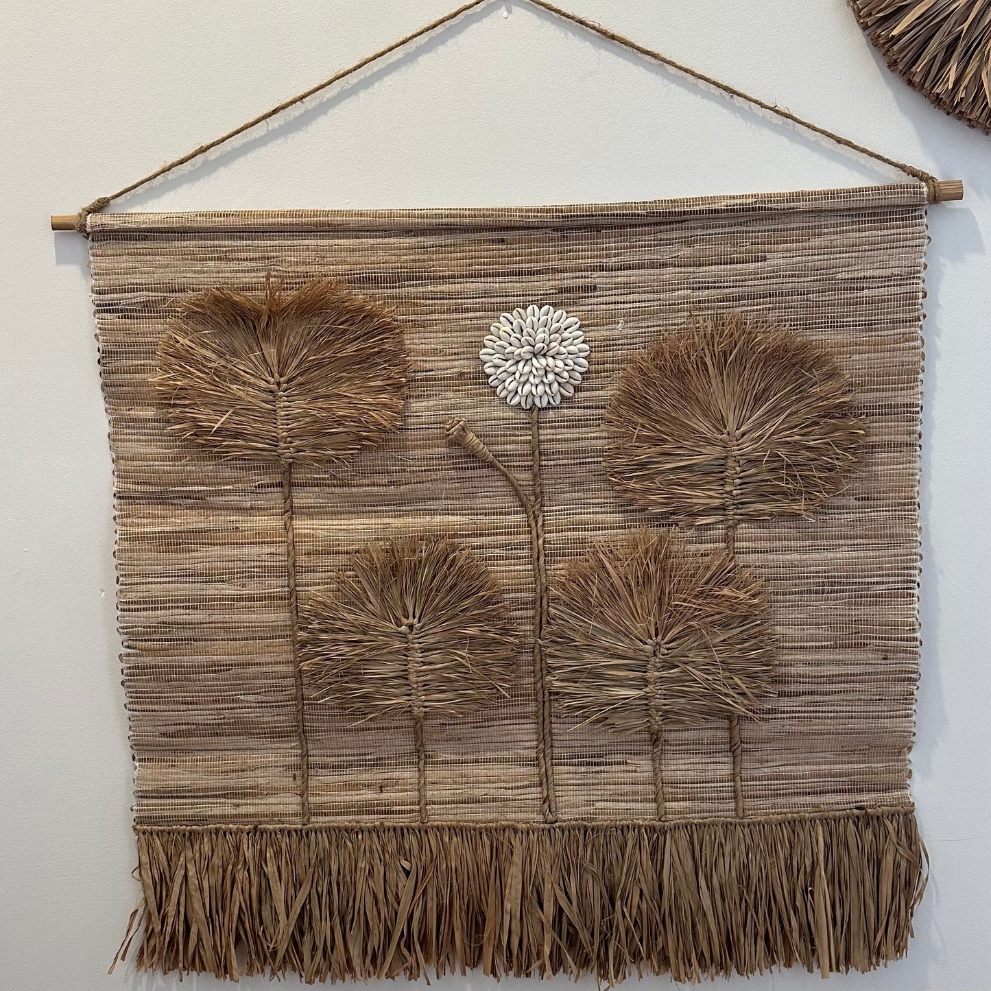 Darcy Natural Boho Wall Hanging | Fringe | Cowrie