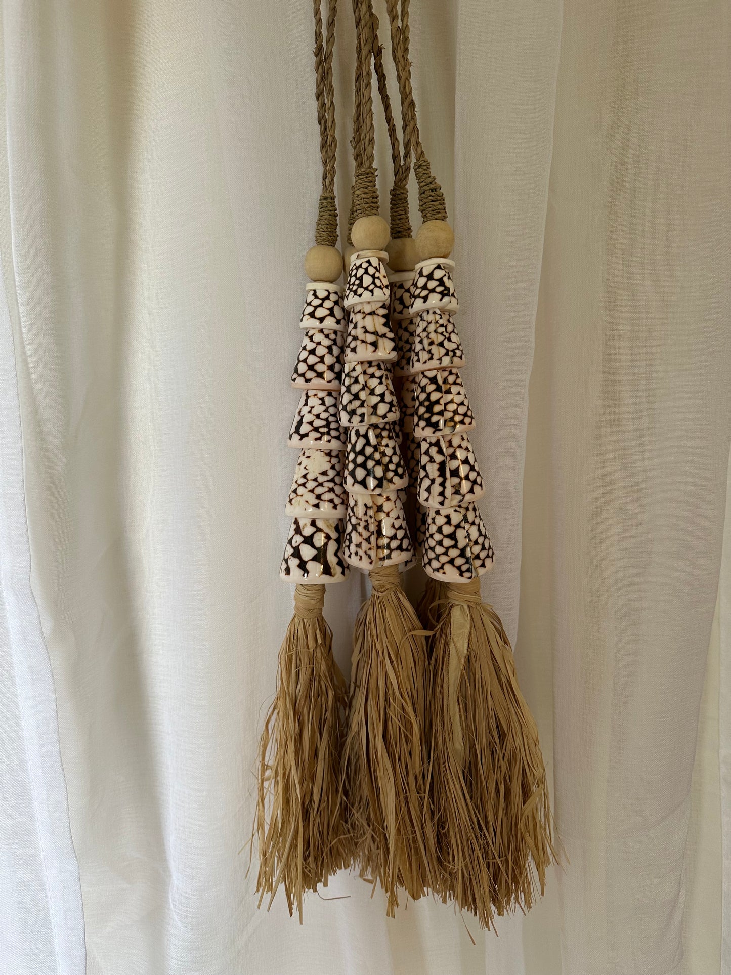 Puji 5 Shell Tassel | Raffia | Curtain Tie Back | Coastal