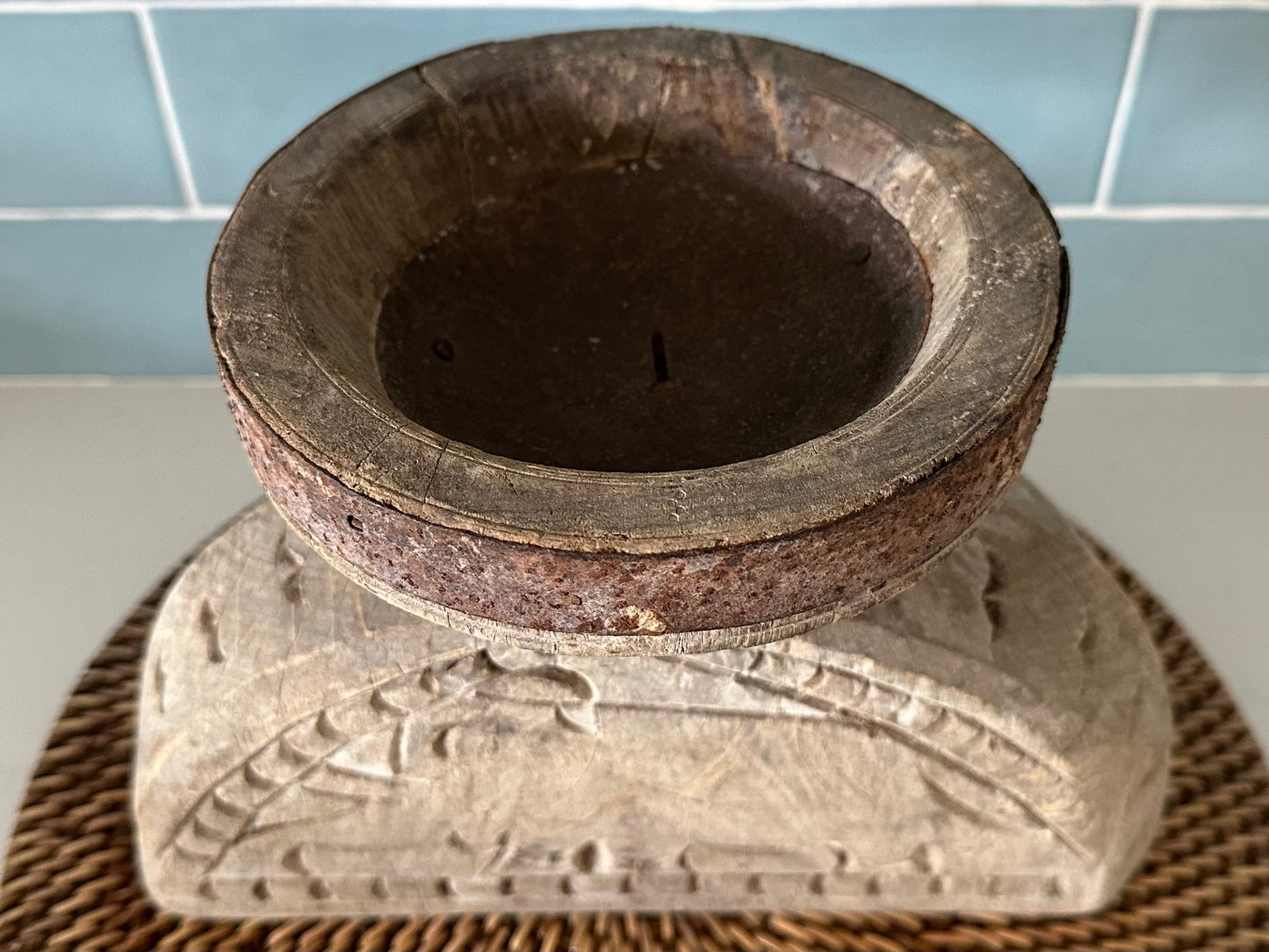 Bleached Vintage Binjara Candle Stand | Large