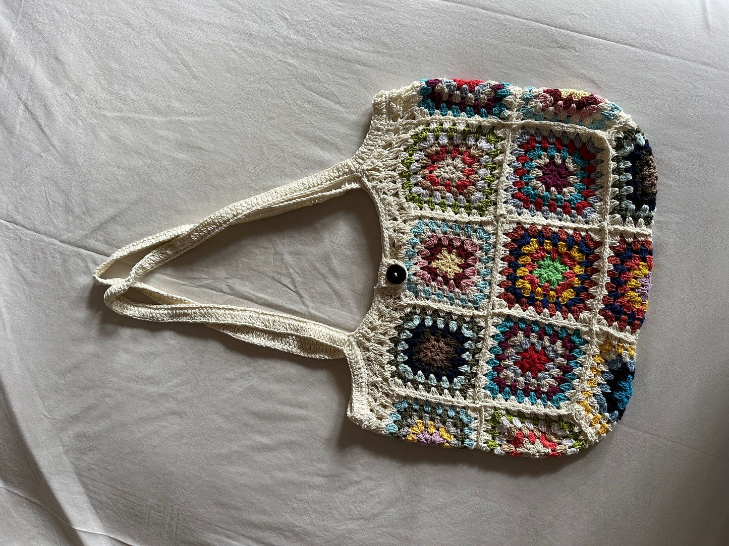Nina Natural Cotton Granny Square Beach Bag | Crochet | Vanilla