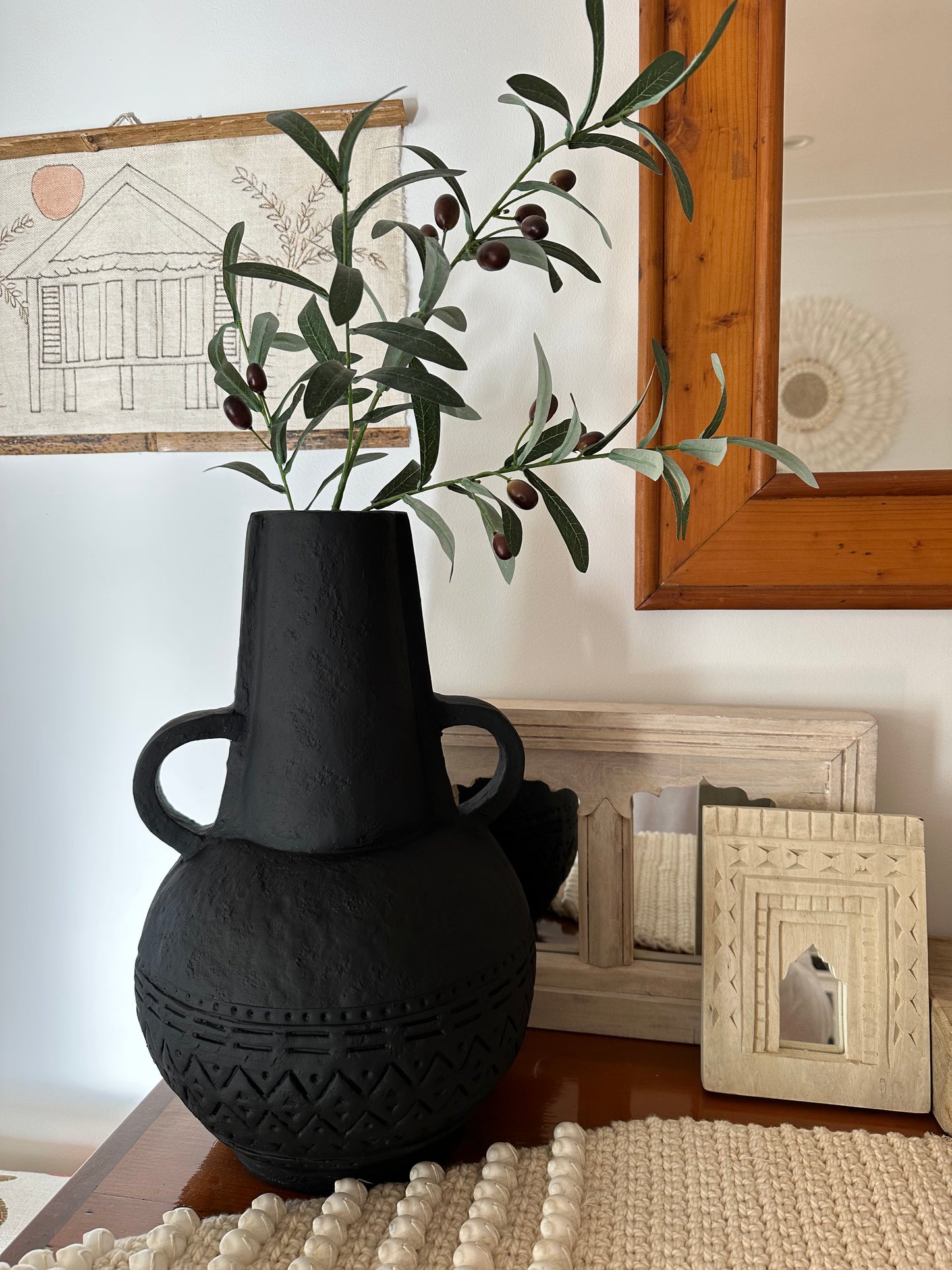 BoHo Black Washed Urn/Vessel | Black | ONLY 1 LEFT