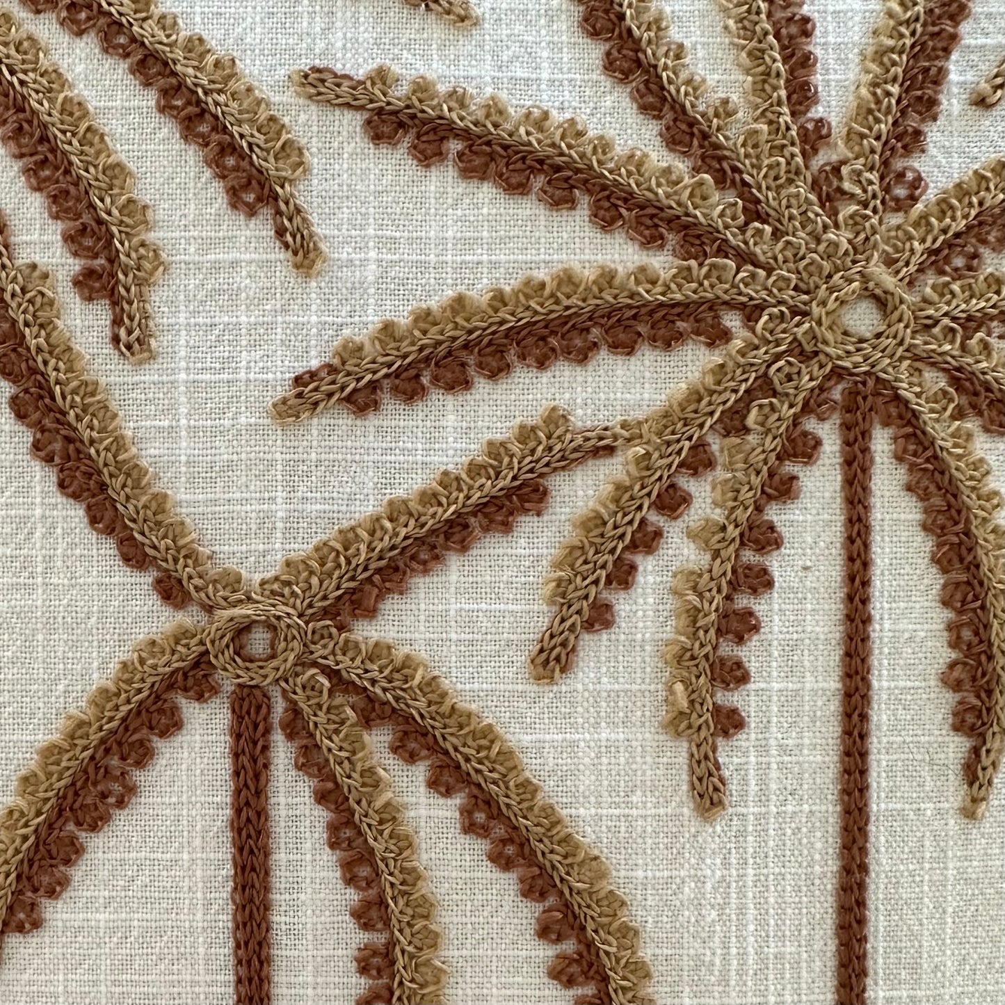 Miami Boho Palms Linen Cushion Cover | White + Latte | 45cm x 45cm