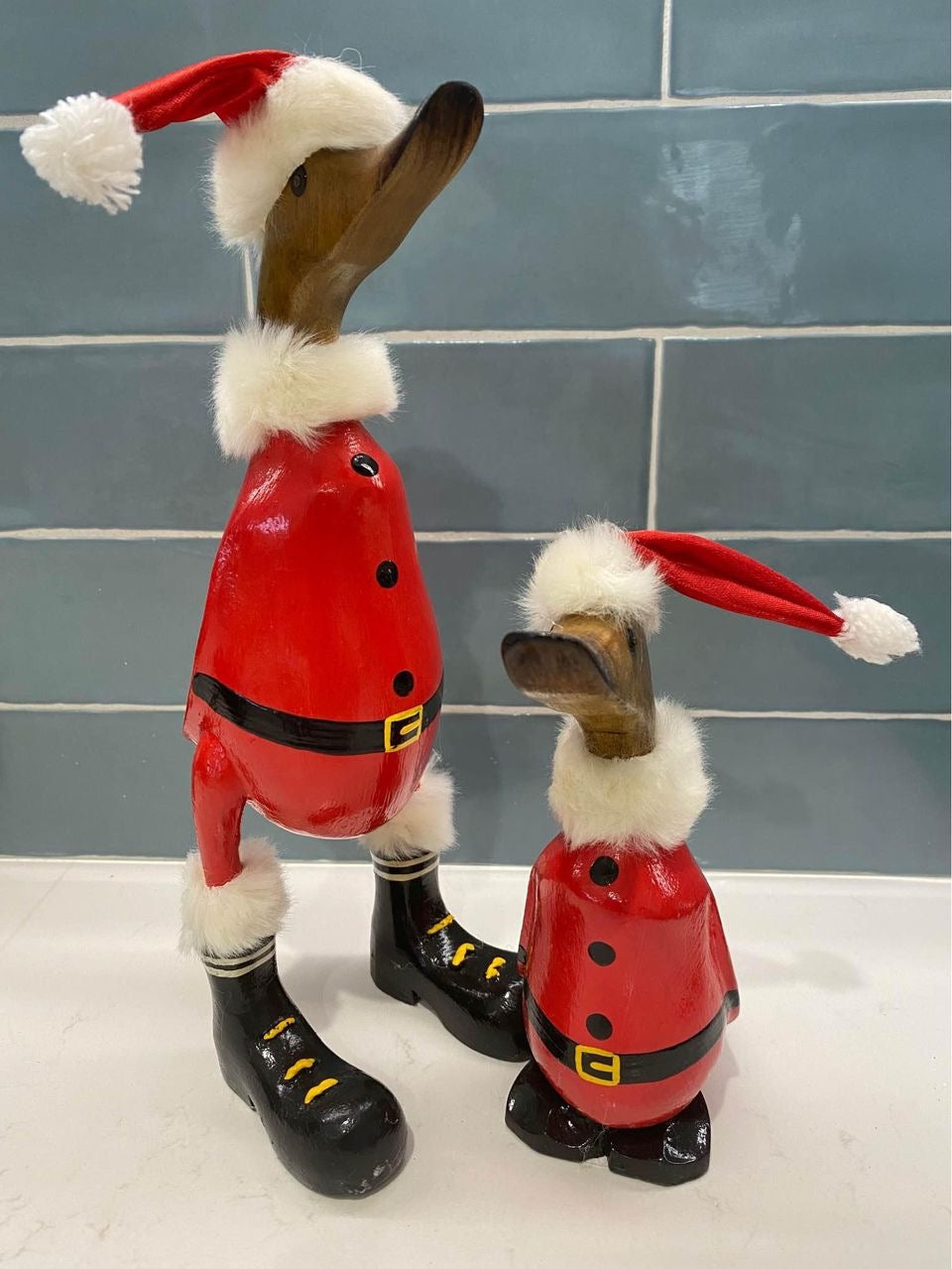 Boho Wooden Christmas Ducks | Duo | ONLY 1 SET LEFT