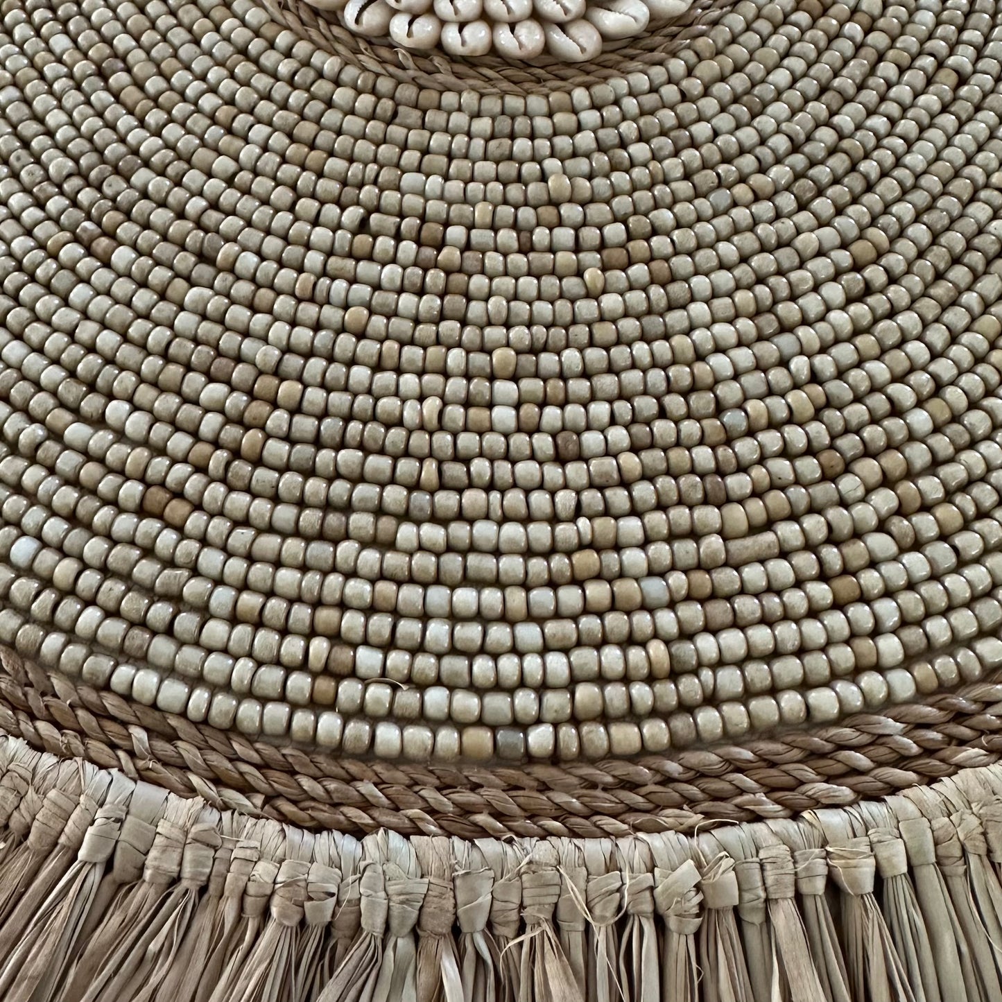 Sunshine Bead Shell Rope and Raffia Wall Disk | COFFEE | 60cm