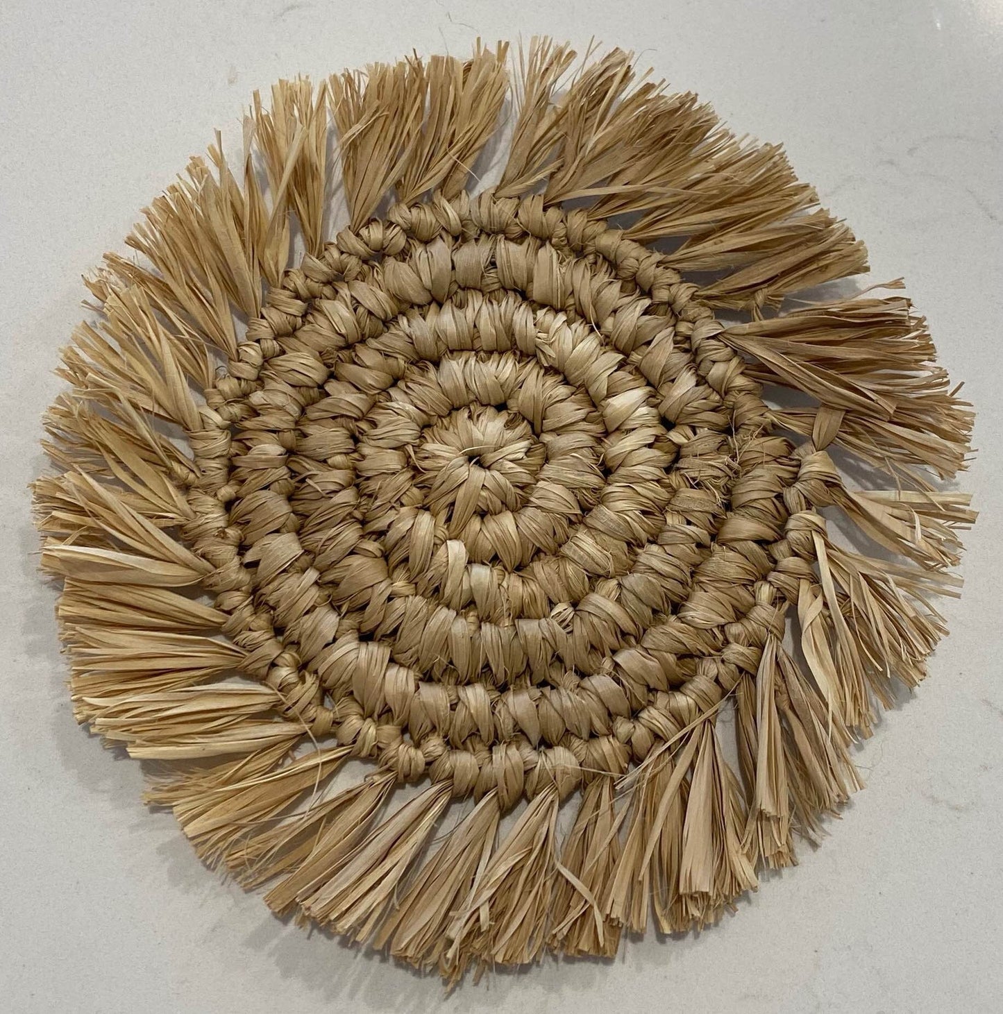 Tahiti Natural Raffia with Fringe | Drink Coaster