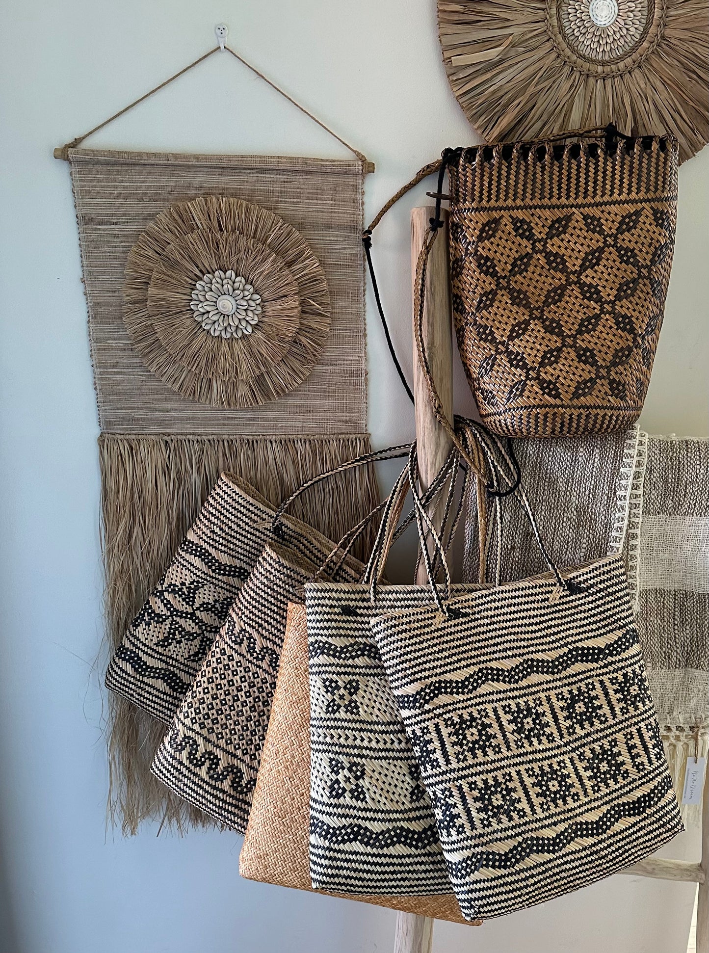 Borneo Natural Bamboo Woven Tote| Square