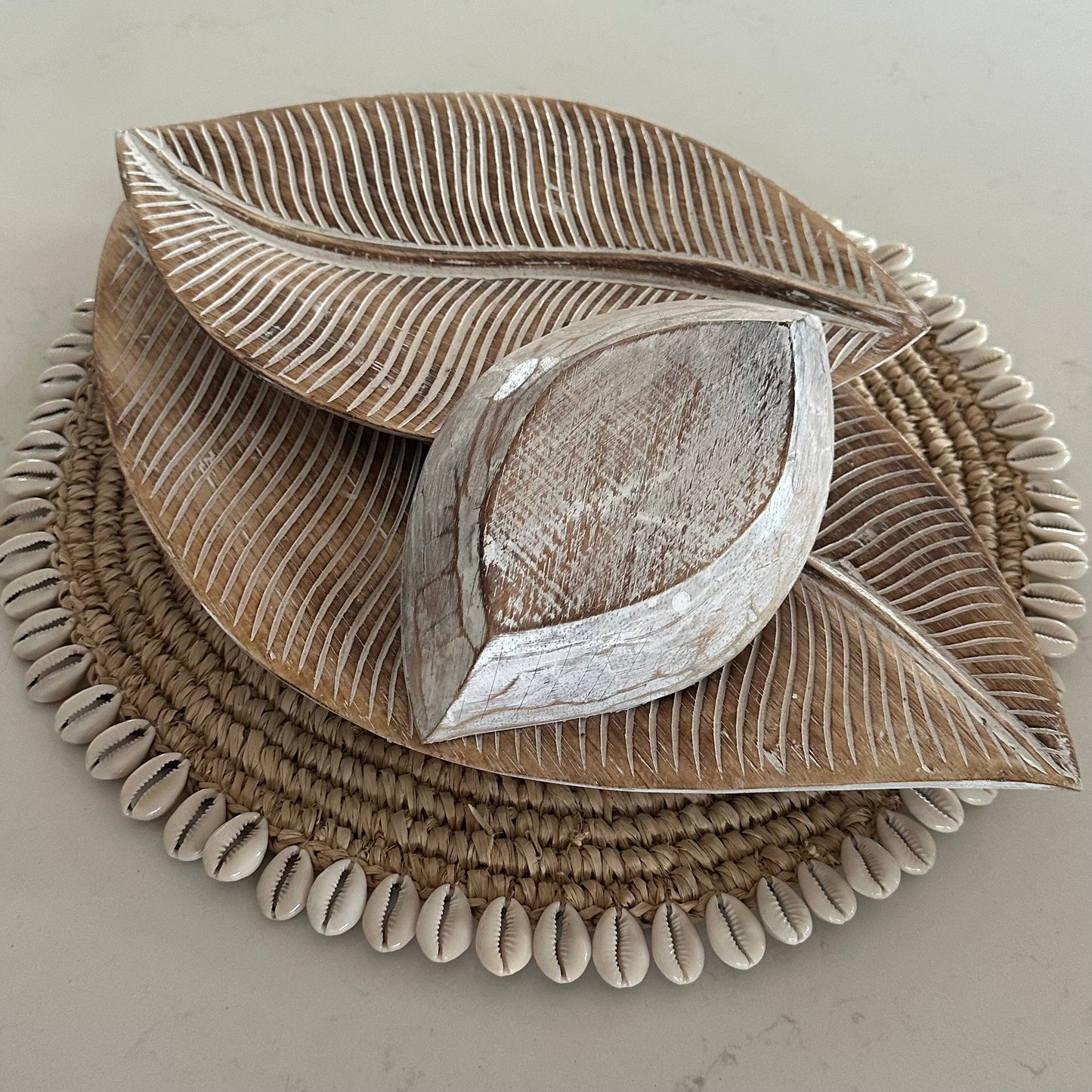 Whitewash BOHO Platter/Tray | Leaf |