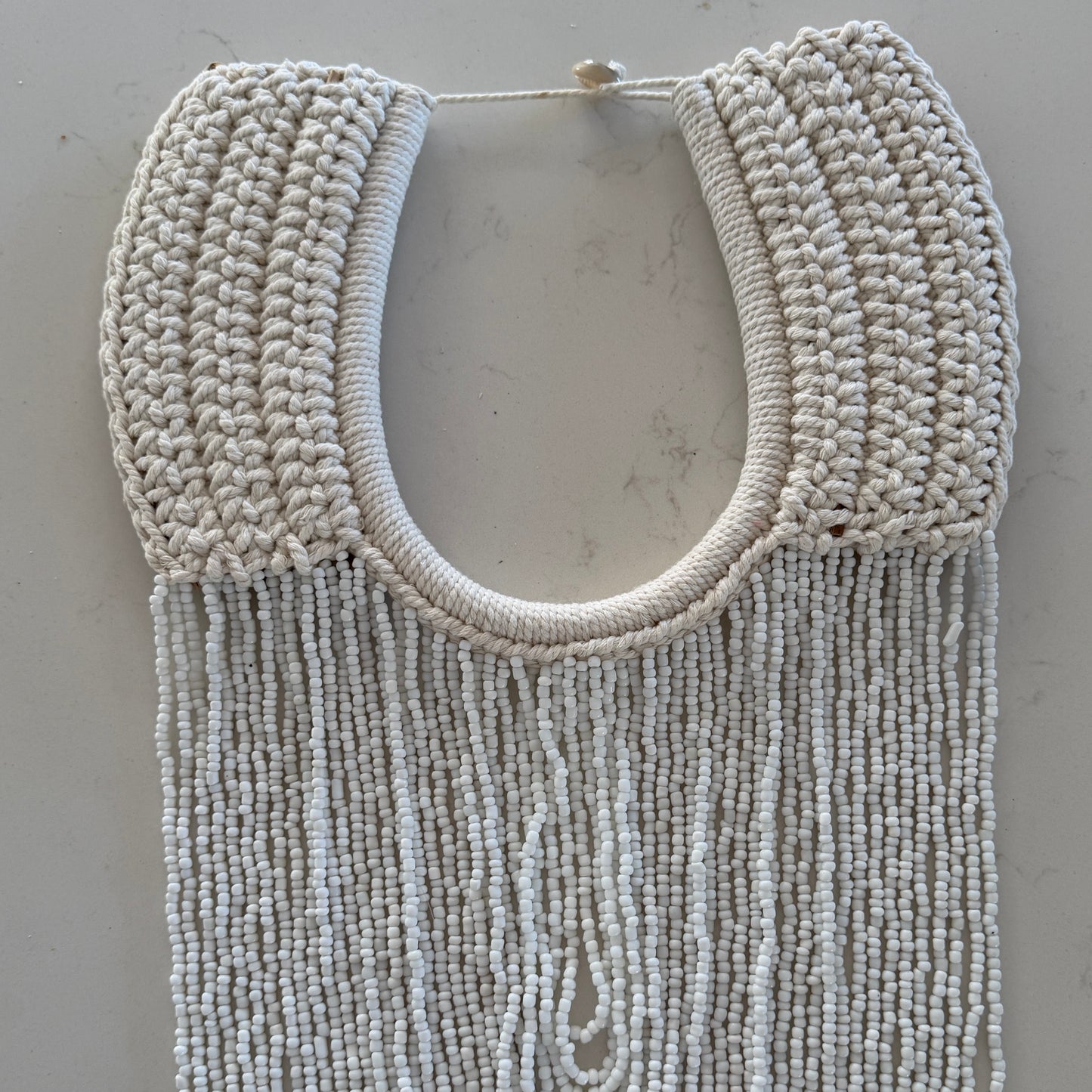 Sari Cowrie Shell + White Beaded Necklace Wall Hanging | NEW ARRIVAL