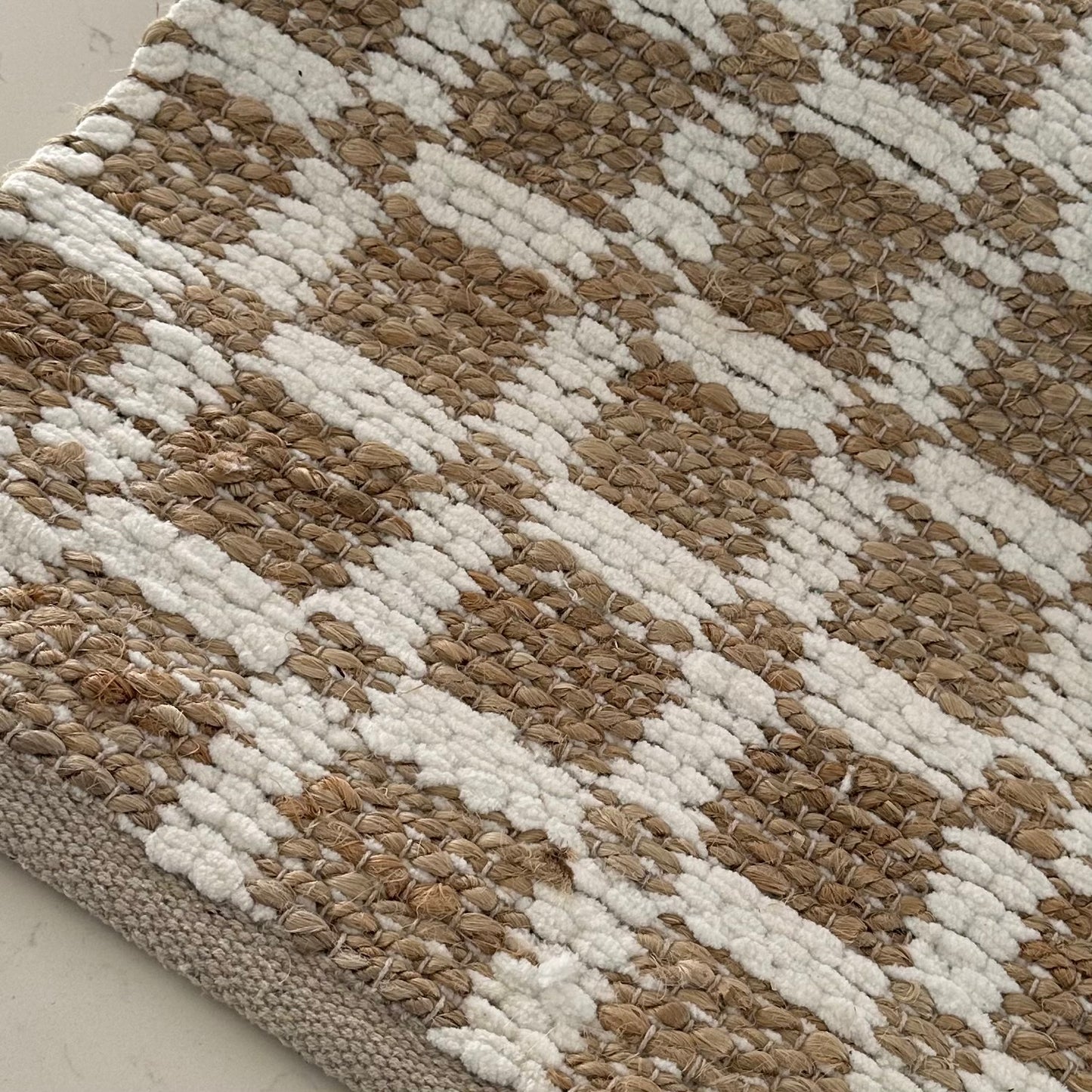 Coastal Home Jute & Chenille Table Runner | Checker | NEW ARRIVAL