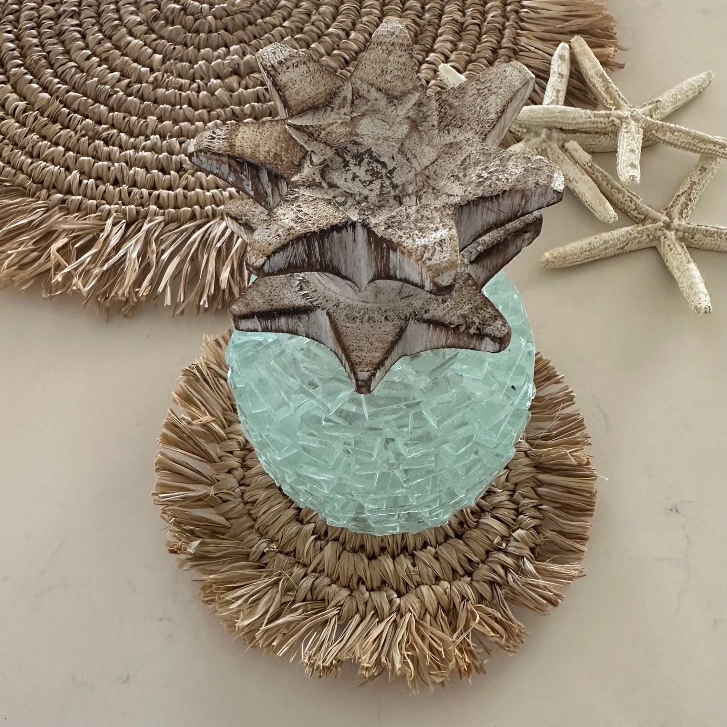 Tahiti Natural Raffia with Fringe | Drink Coaster