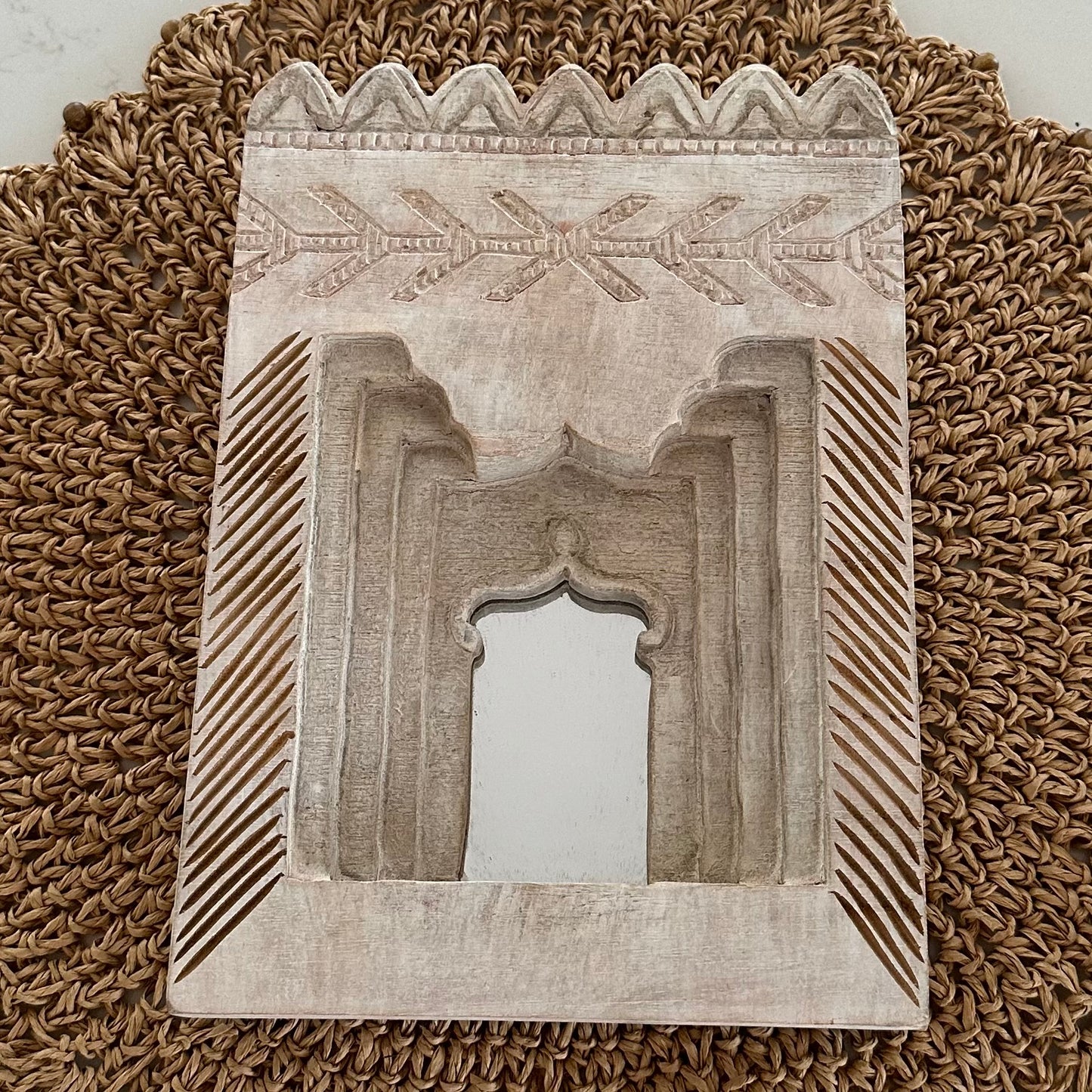 BoHo Vintage Indian Temple Mirror | Bleached | Medium