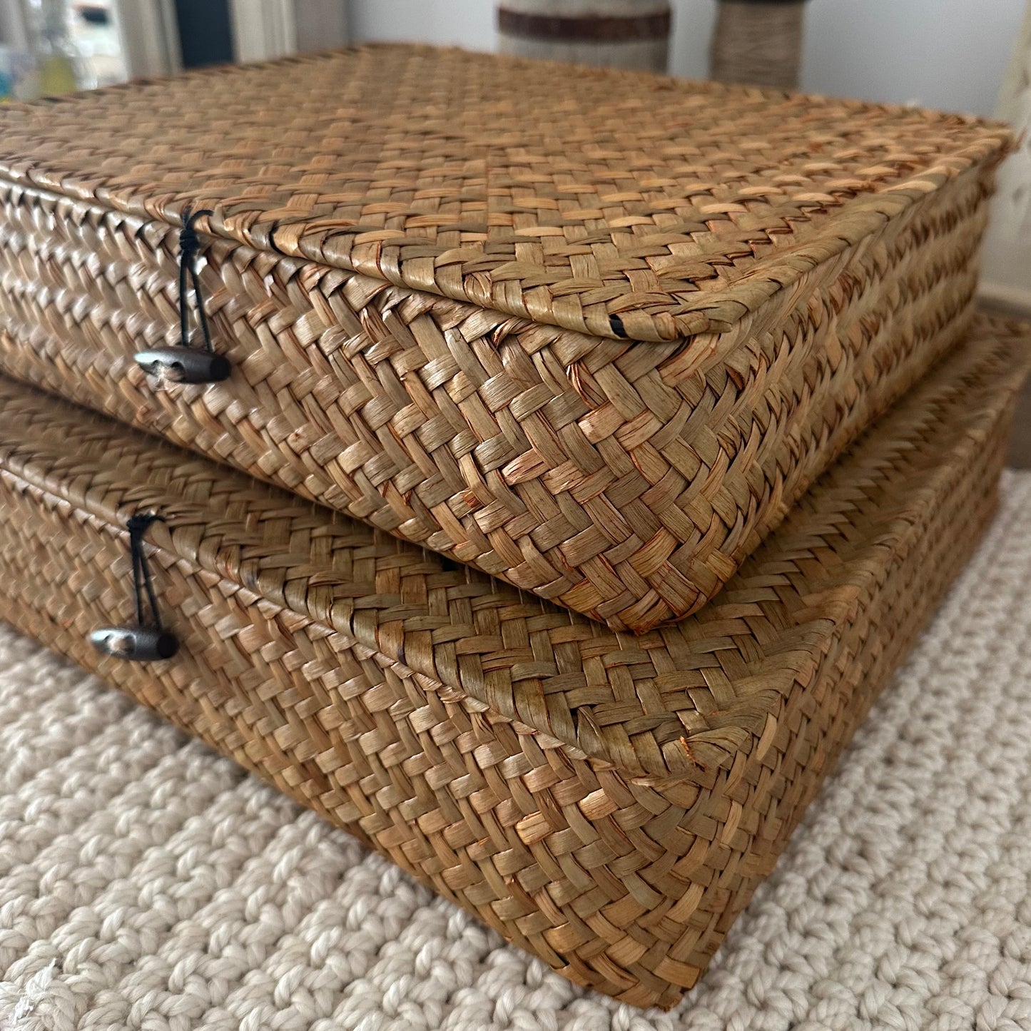 Island Straw Storage Box w/- Lid | Natural
