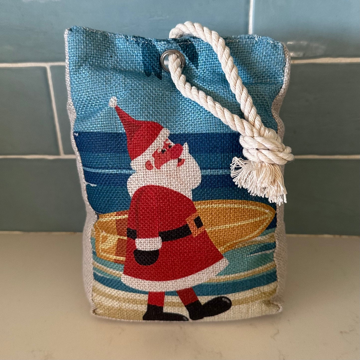 Door Stop Surfing Santa